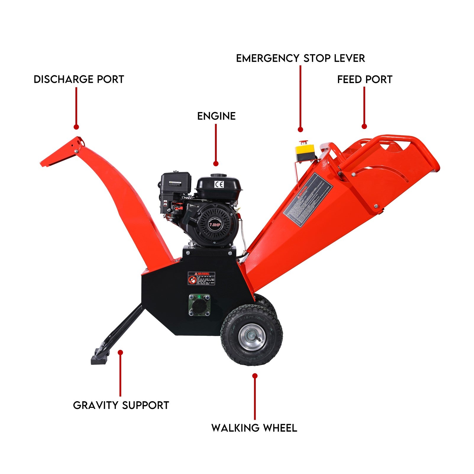 KingTech 7 HP Self-Feeding Wood Chipper & 76mm Shredder Commercial 212cc Petrol Engine