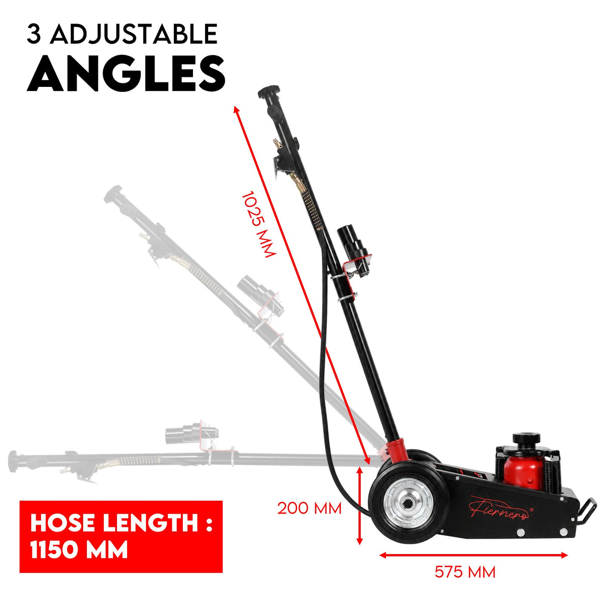 Fiernero 22 Ton Air Hydraulic Service Jack | Bottle Jack with Wheels