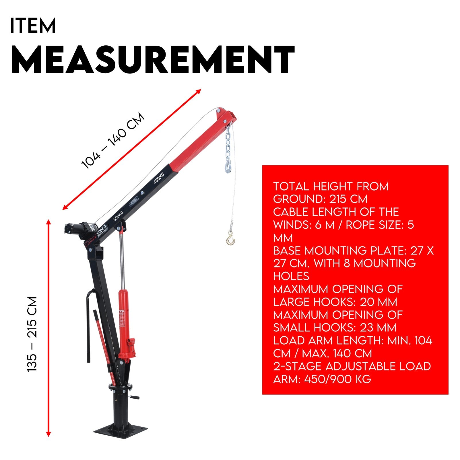 Fiernero 900 KG Electric Swivel Hydraulic Crane | 360° Rotation & 12V Electric Winch for Utes