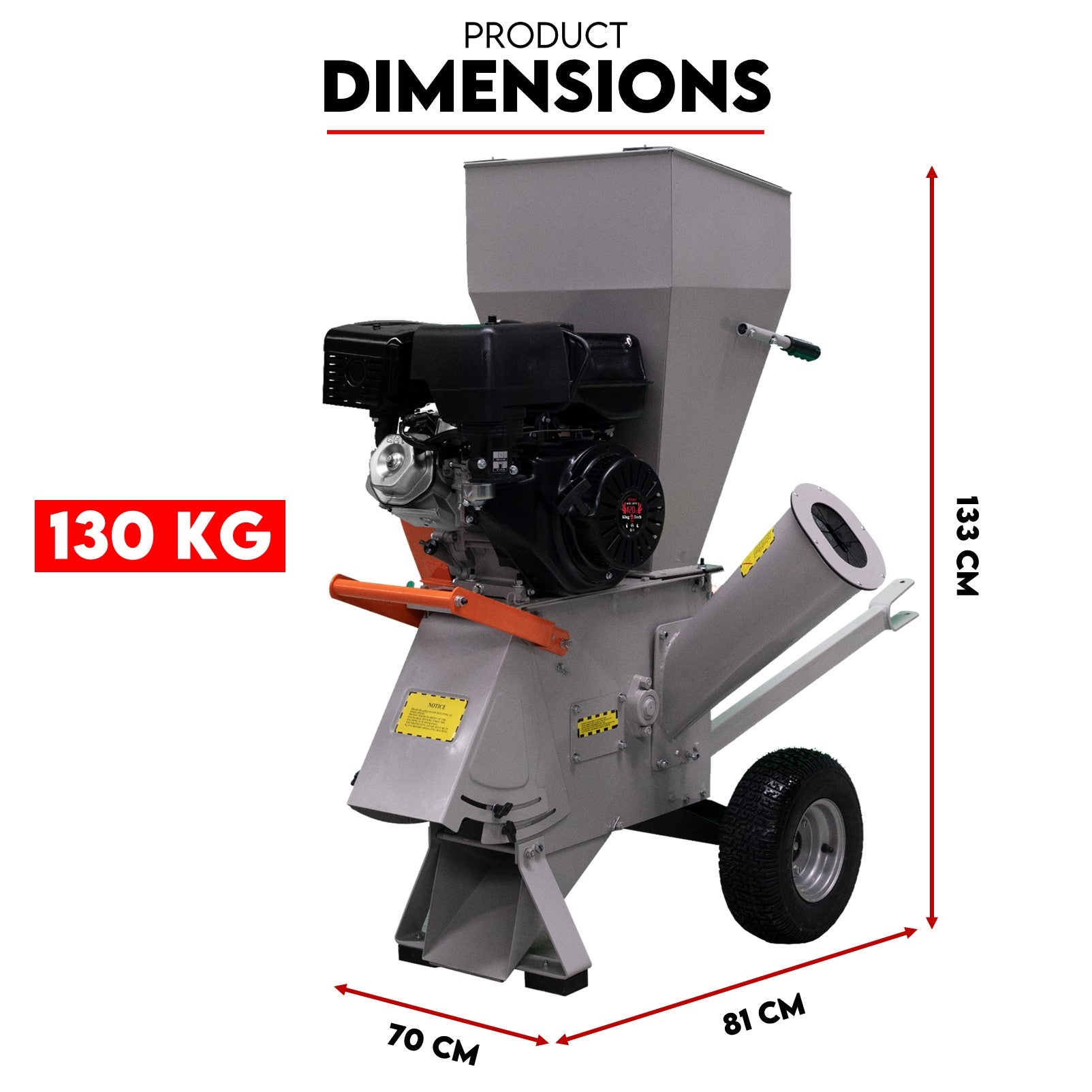 KingTech 15HP Petrol Wood Chipper | 420cc OHV Engine | Commercial Dual-Feed Mulcher