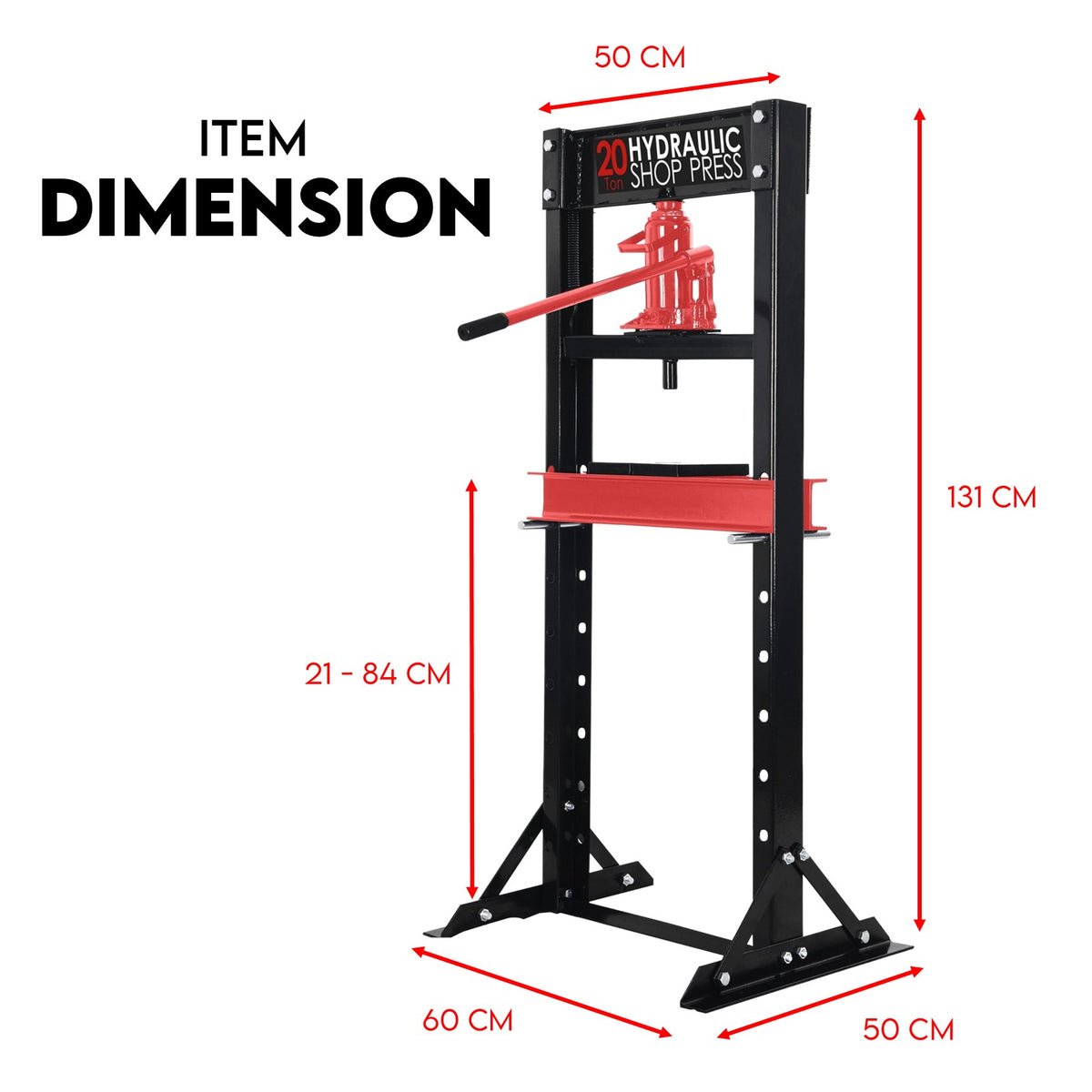 Fiernero 20 Ton Hydraulic Shop Press Industrial | Heavy Duty Workshop Tool for Bearings