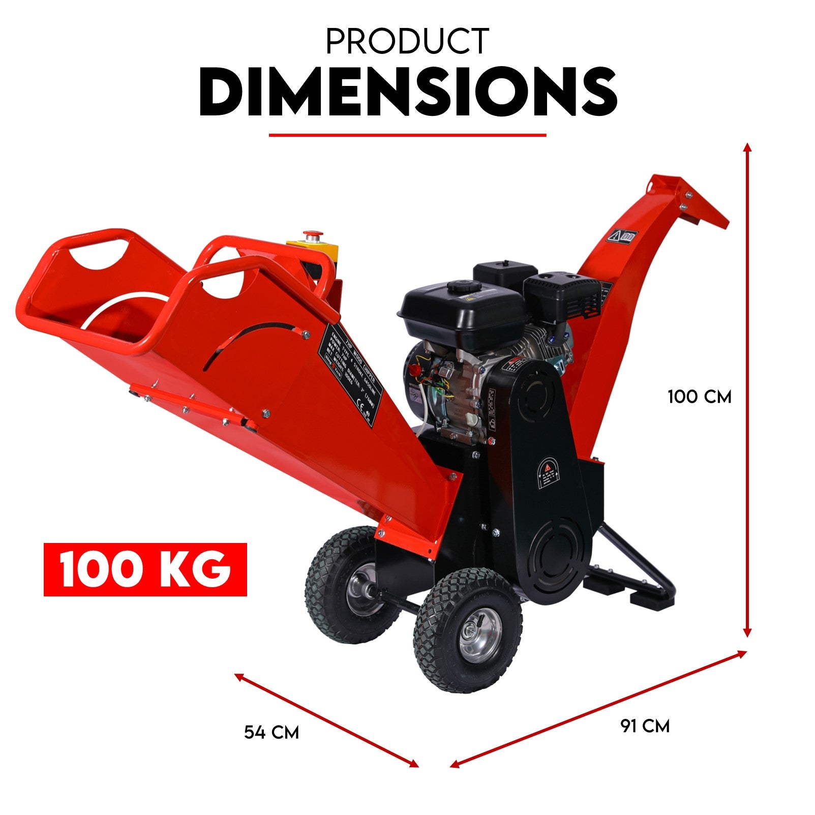 KingTech 7 HP Self-Feeding Wood Chipper & 76mm Shredder Commercial 212cc Petrol Engine