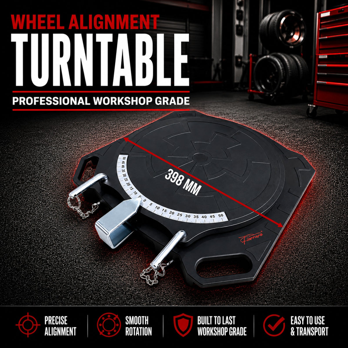Fiernero Aluminum Wheel Alignment Turntable Pair | 360° Rotating Turn Plate