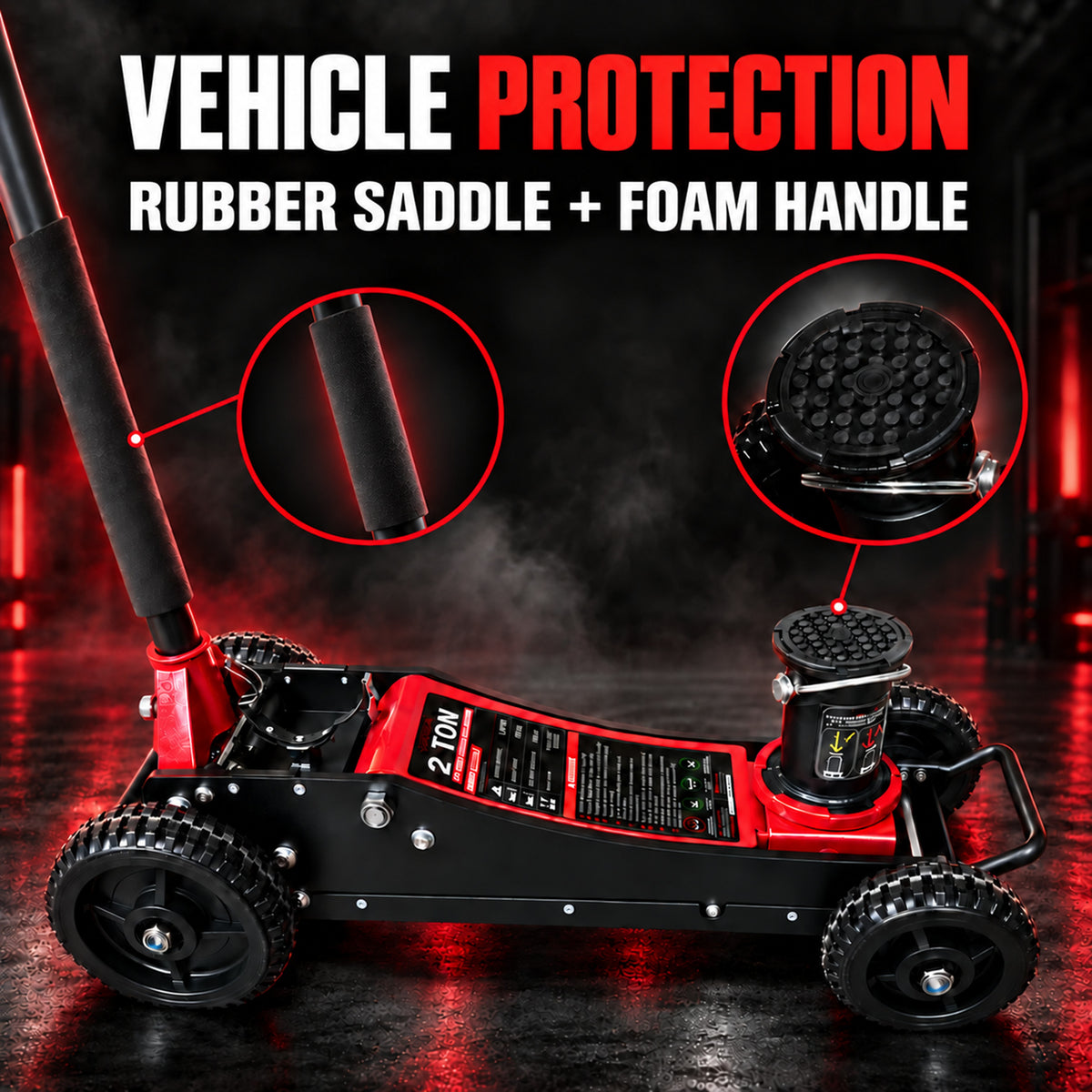 Fiernero 2 Ton Big Wheel Off Road Hydraulic Floor Jack | Low Profile Quick Lift