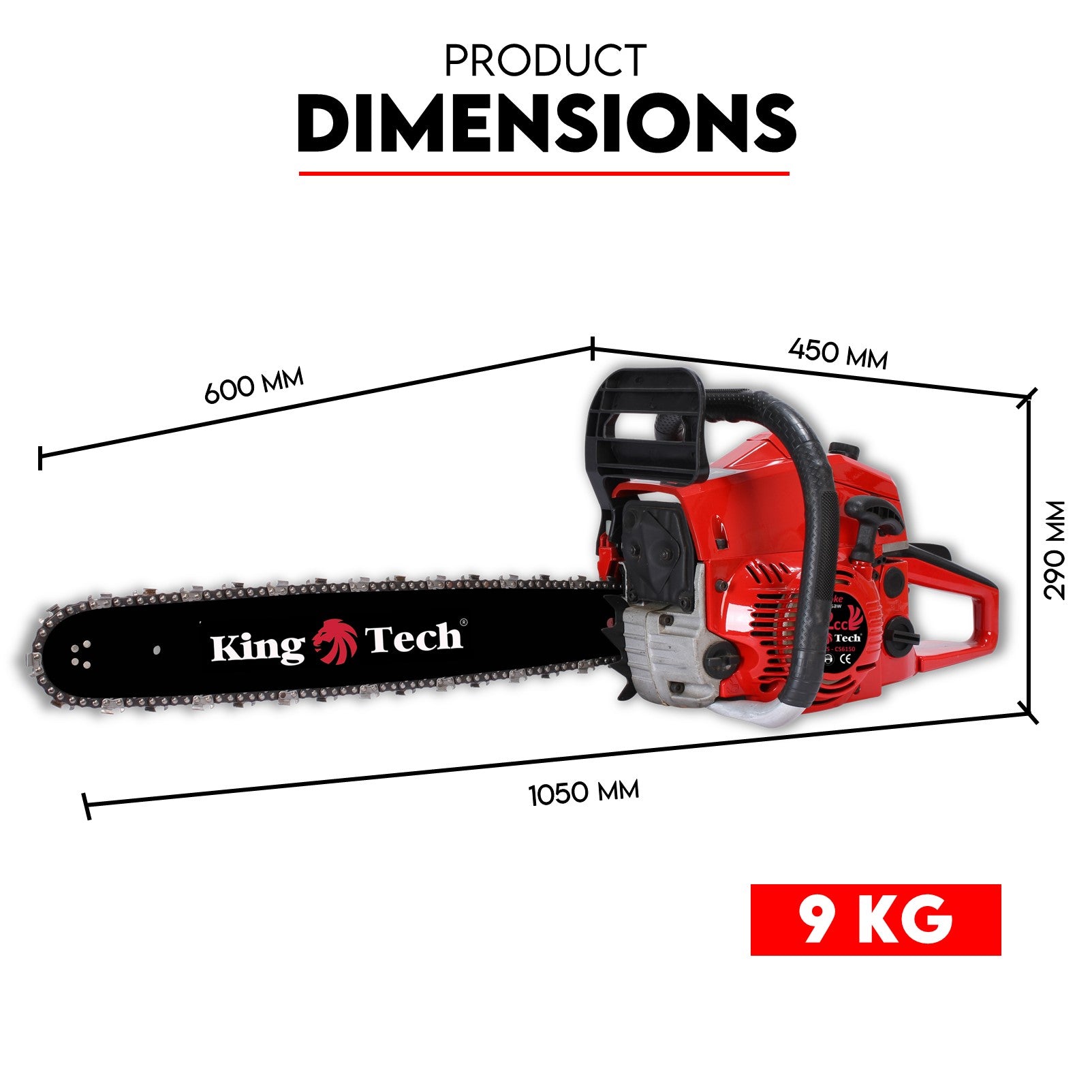 KingTech 72cc Petrol Commercial Chainsaw | 24-Inch Bar & Chain | 3.8 HP Heavy-Duty