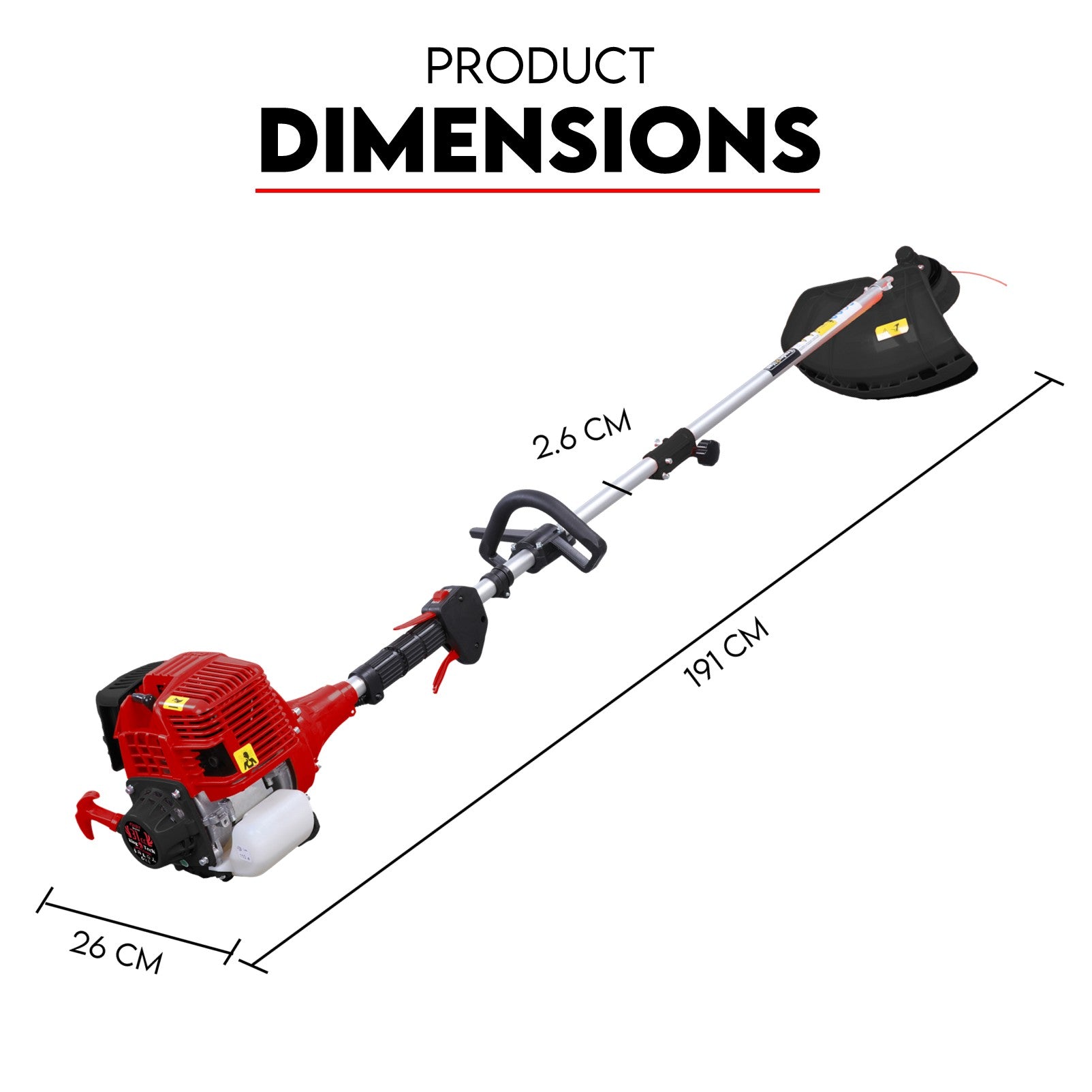 KingTech Straight 31cc 4-Stroke Shaft Whipper Snipper | Line Trimmer & Brush Cutter, No Oil Mix