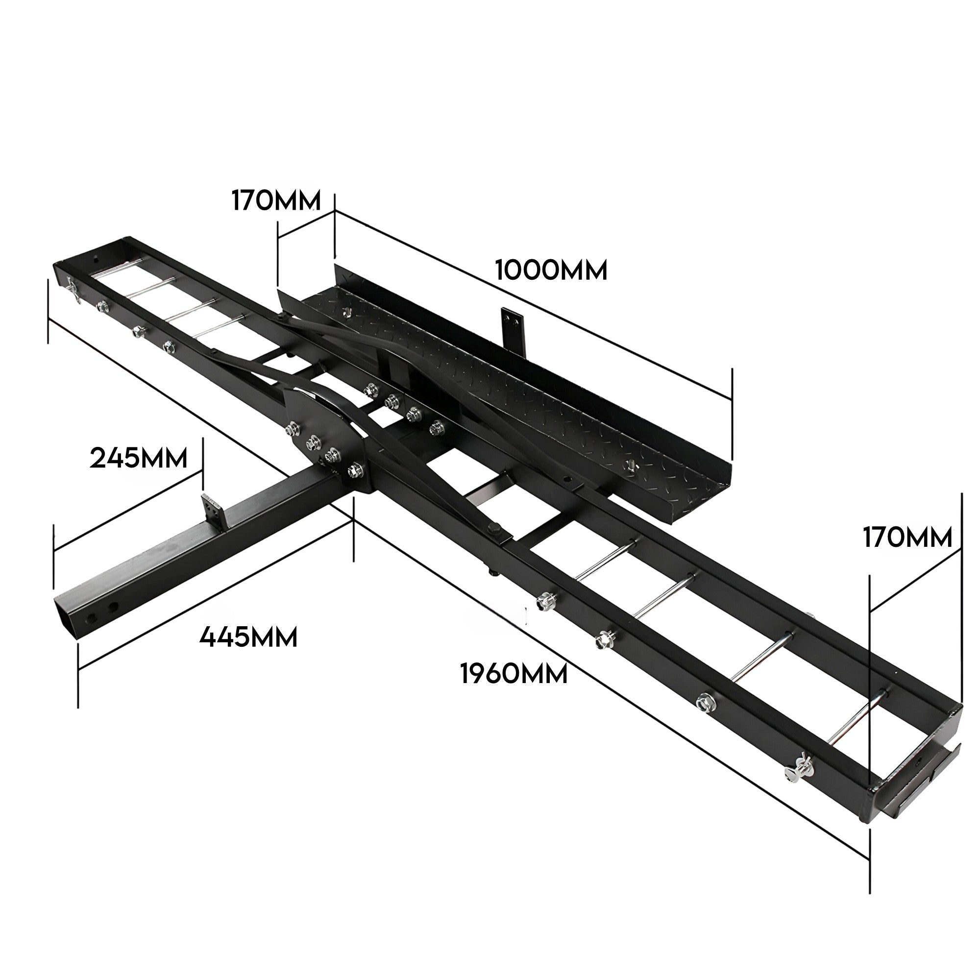 Fiernero 227KG Mid-Towing Hitch Motorcycle Carrier Rack | Self-Storing Ramp & Anti-Tilt