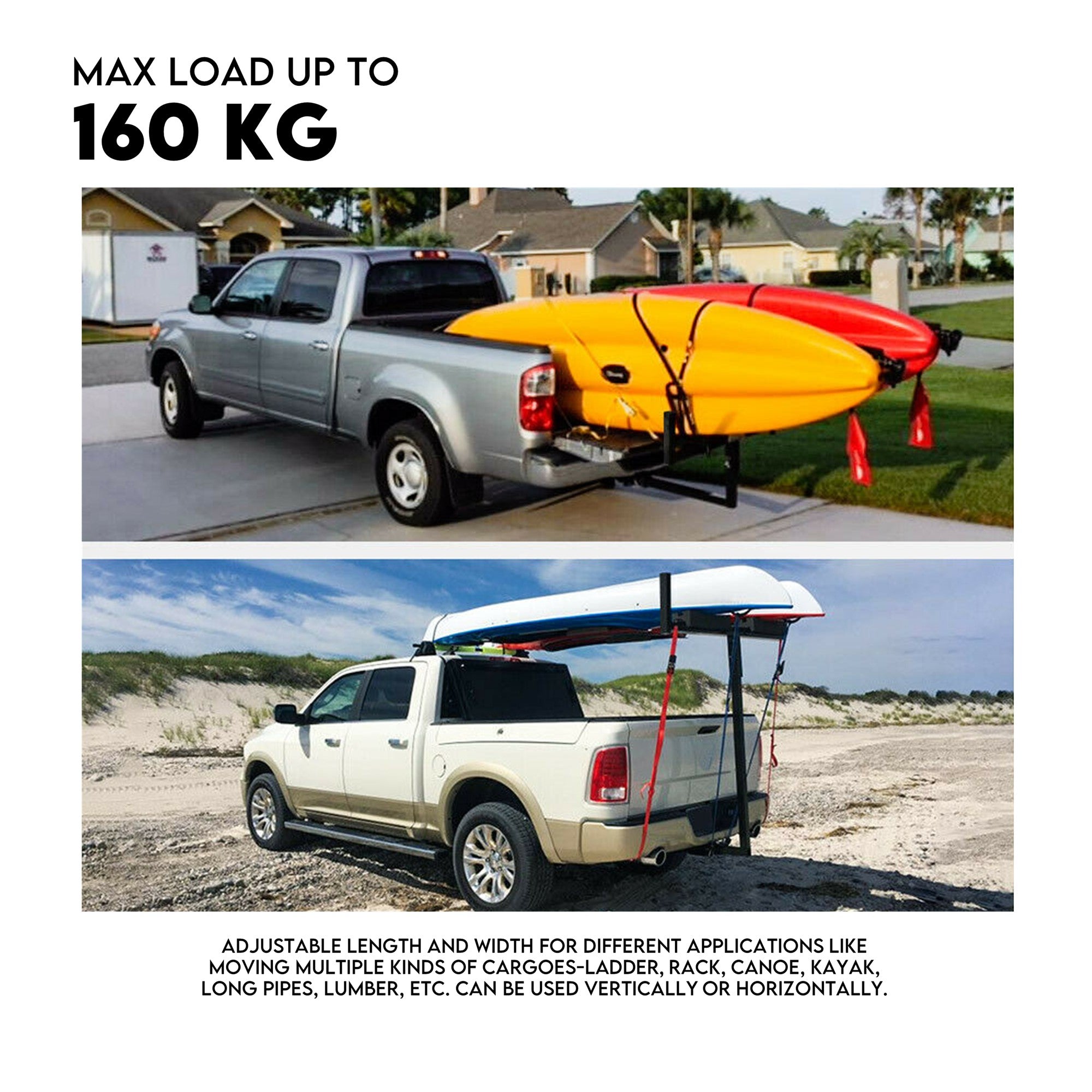 Fiernero Tow Bar Ladder Rack | Adjustable Rear Hitch Mount (50mm) for Utes & Dual Cabs