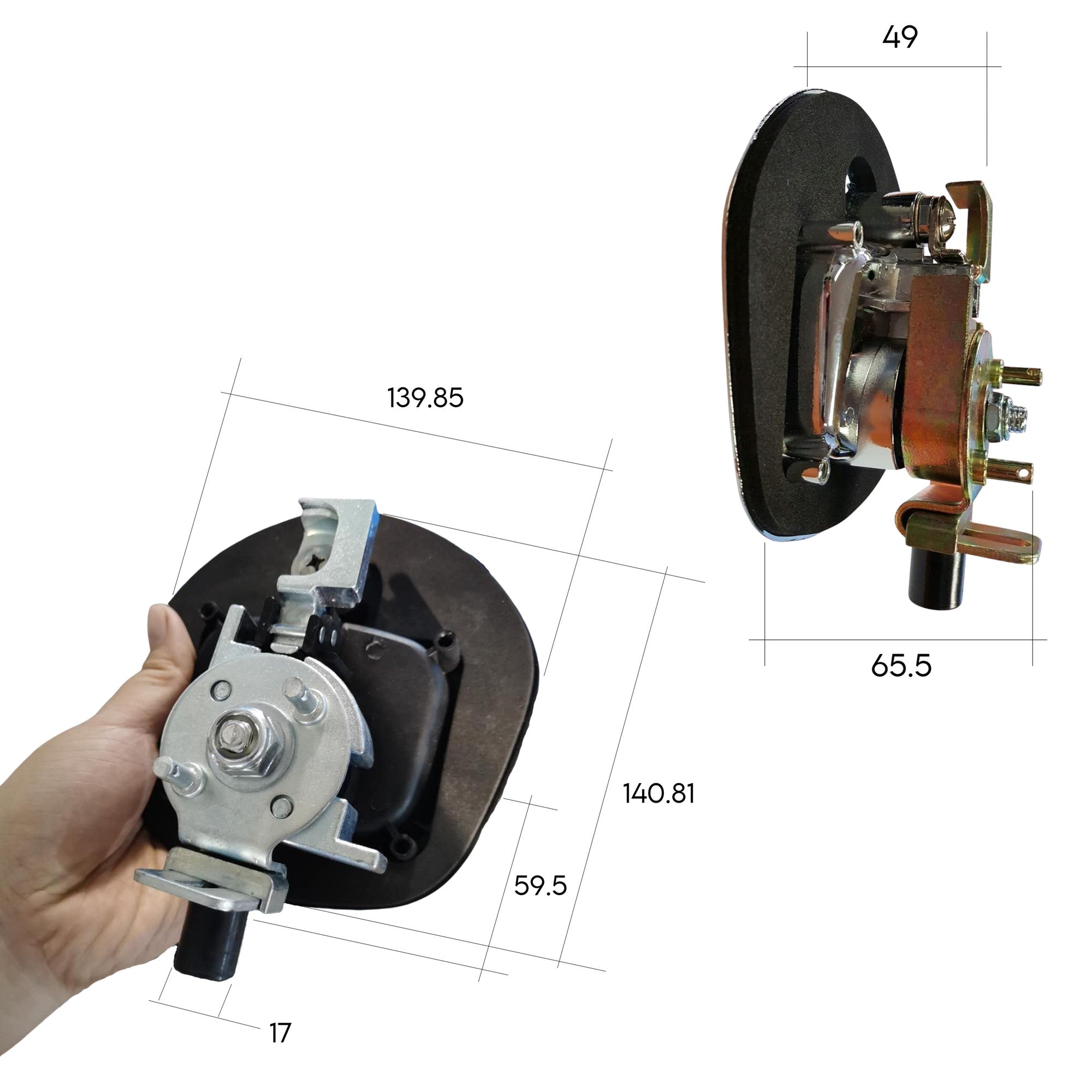 Black Whale Tail T Handle Lock Latch/Compression Lock Trailer Ute Toolbox Item Dimension