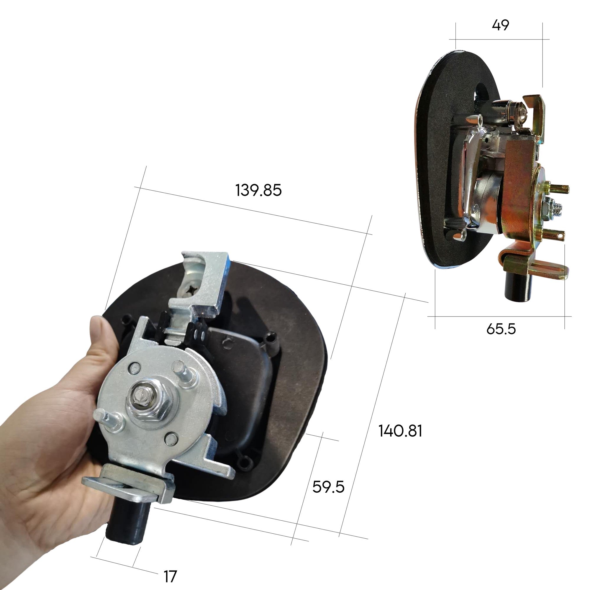 Black Chrome Whale Tail T Handle Lock Latch Compression Lock Trailer Toolbox Item Dimension