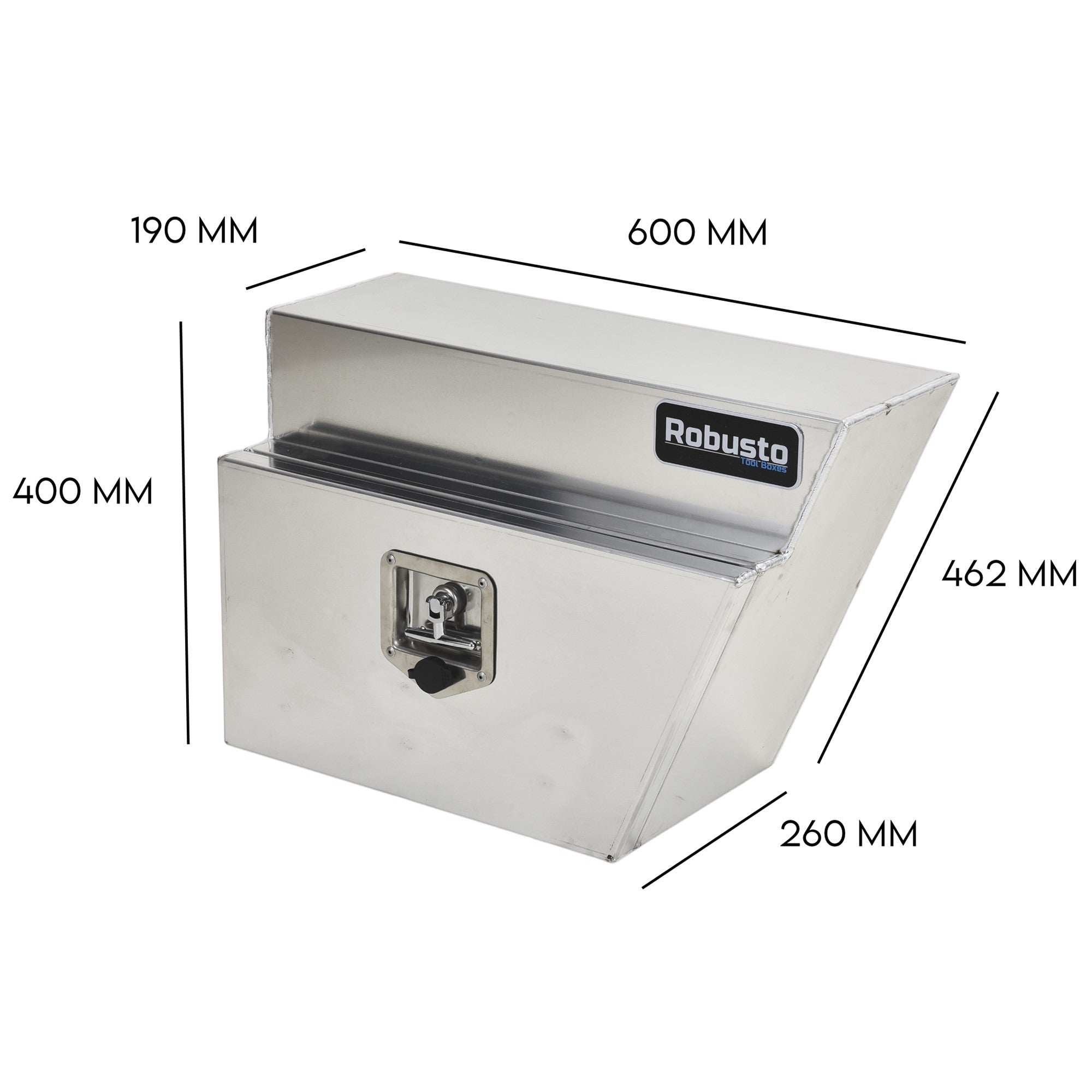 Item Dimensions - Pair of Under Tray Undertray Tool Box Flat Aluminium Black Toolbox 600x260X400mm