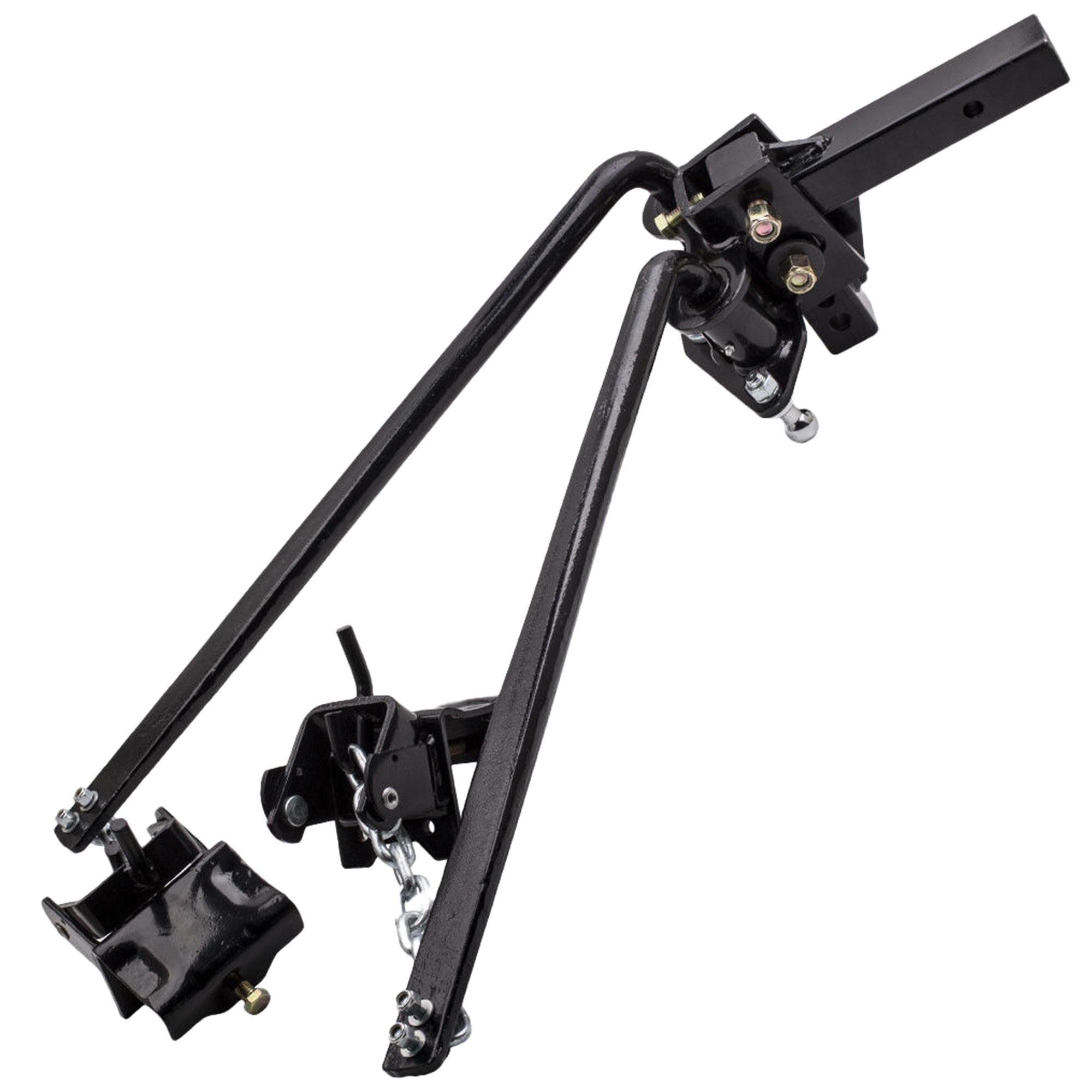 This load-leveling hitch is constructed with a formed steel head and has forged steel spring bars