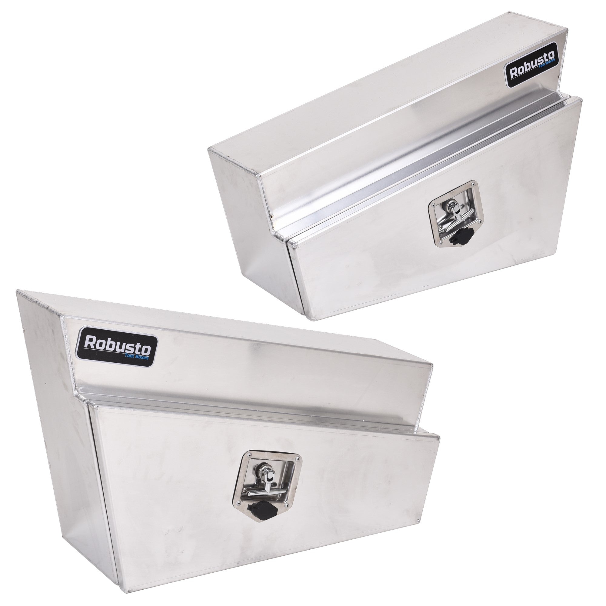 Pair of Under Tray Undertray Tool Box - Flat Aluminium Alloy Underbody Toolbox