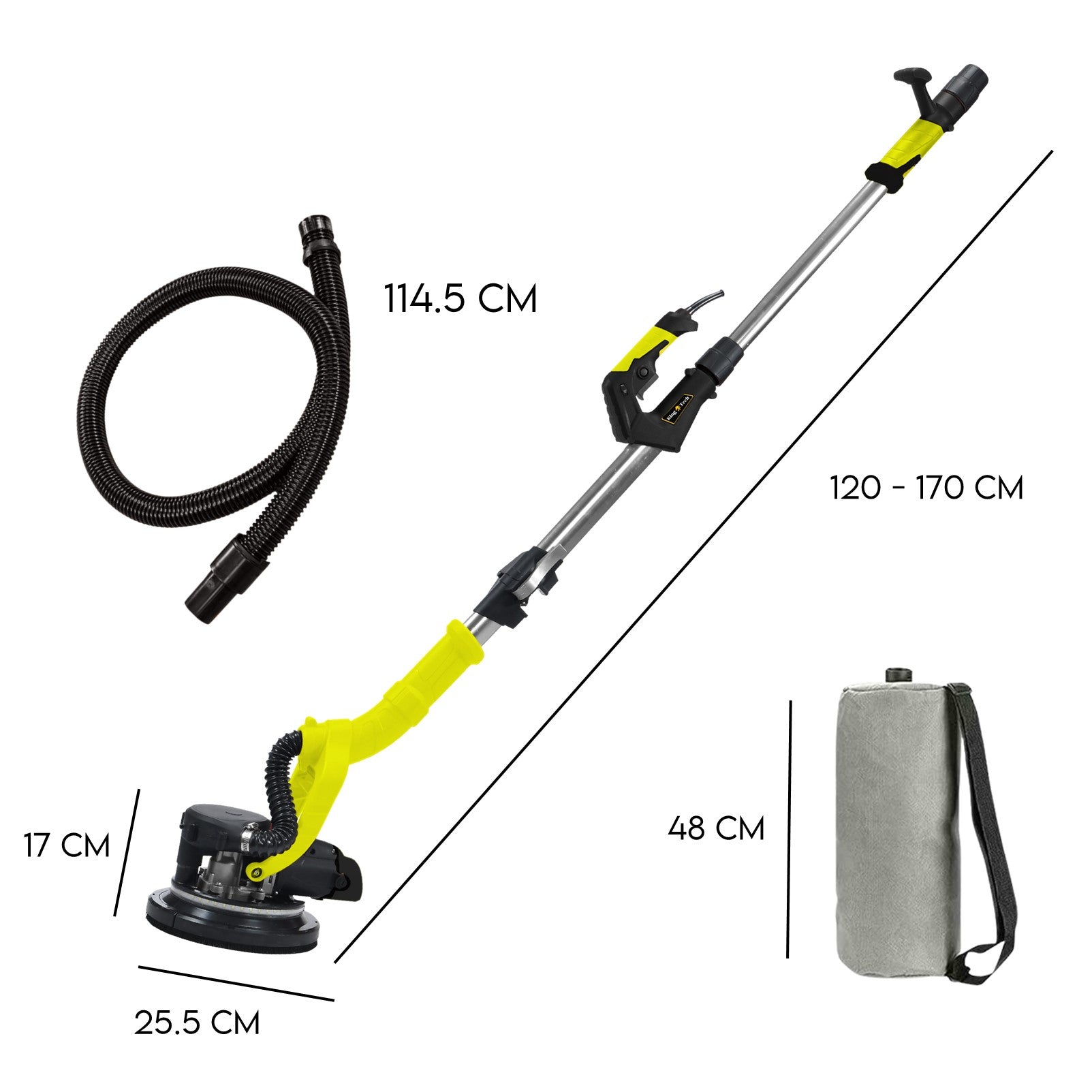 KingTech 2000W Drywall Sander Foldable 170cm Handle | Built-in LED Light | 98% Dust Absorption