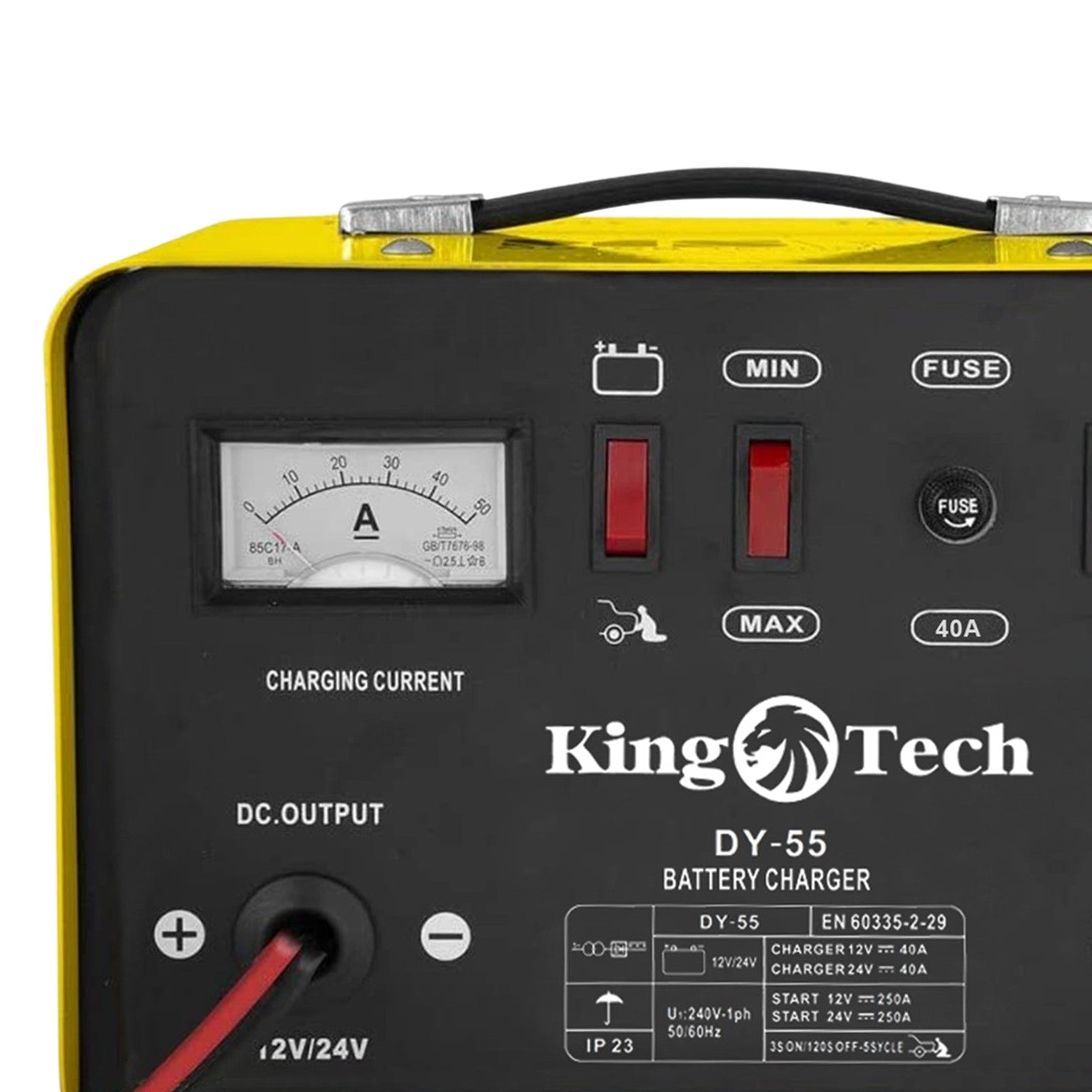 KingTech Heavy-Duty 12V/24V Battery Charger & Jump Starter | 650A Peak Start Current (DY55)