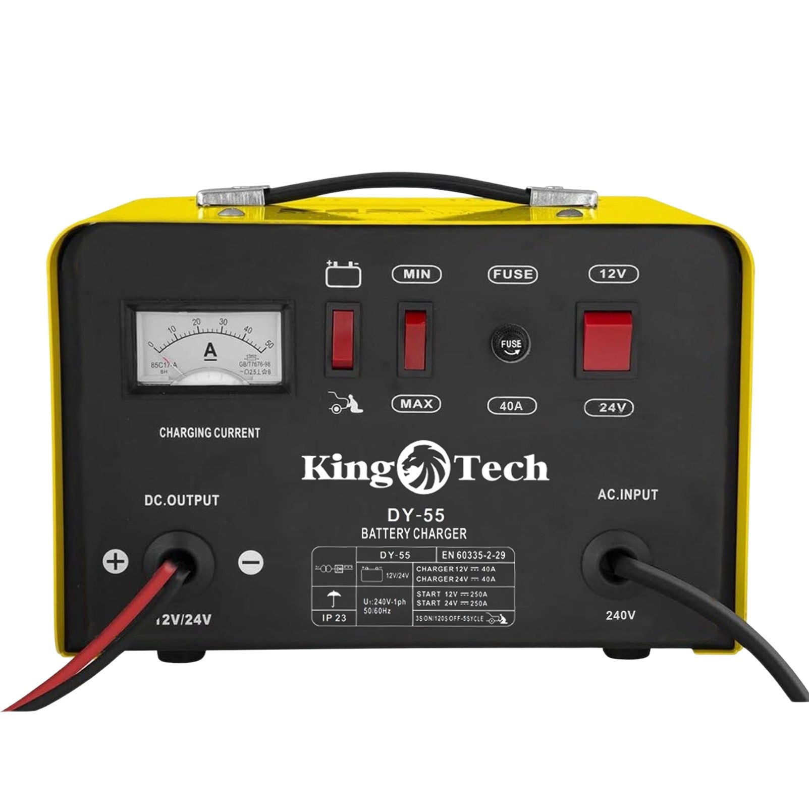KingTech Heavy-Duty 12V/24V Battery Charger & Jump Starter | 650A Peak Start Current (DY55)