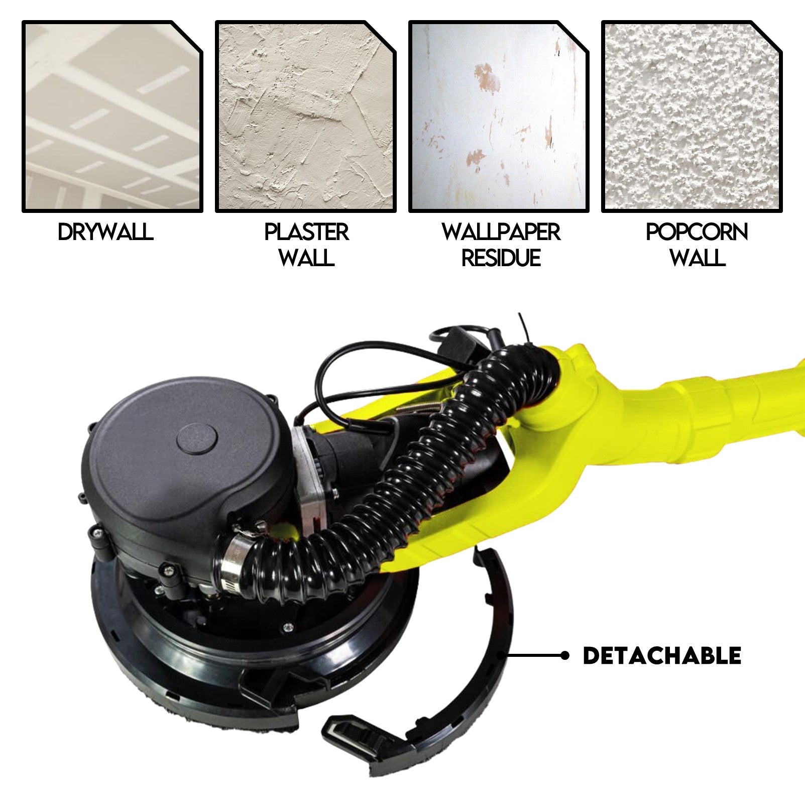 KingTech 2000W Drywall Sander Foldable 170cm Handle | Built-in LED Light | 98% Dust Absorption