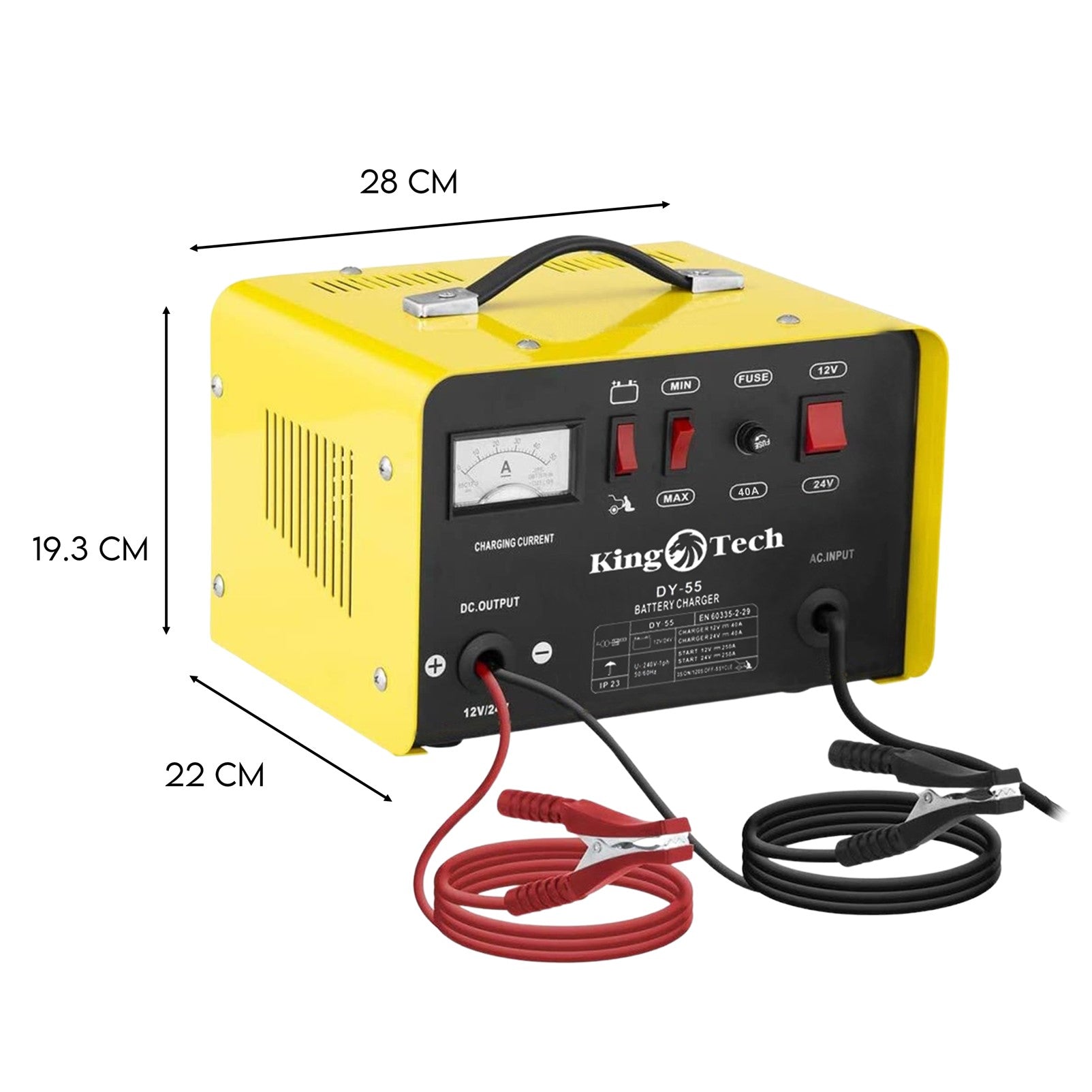 KingTech Heavy-Duty 12V/24V Battery Charger & Jump Starter | 650A Peak Start Current (DY55)