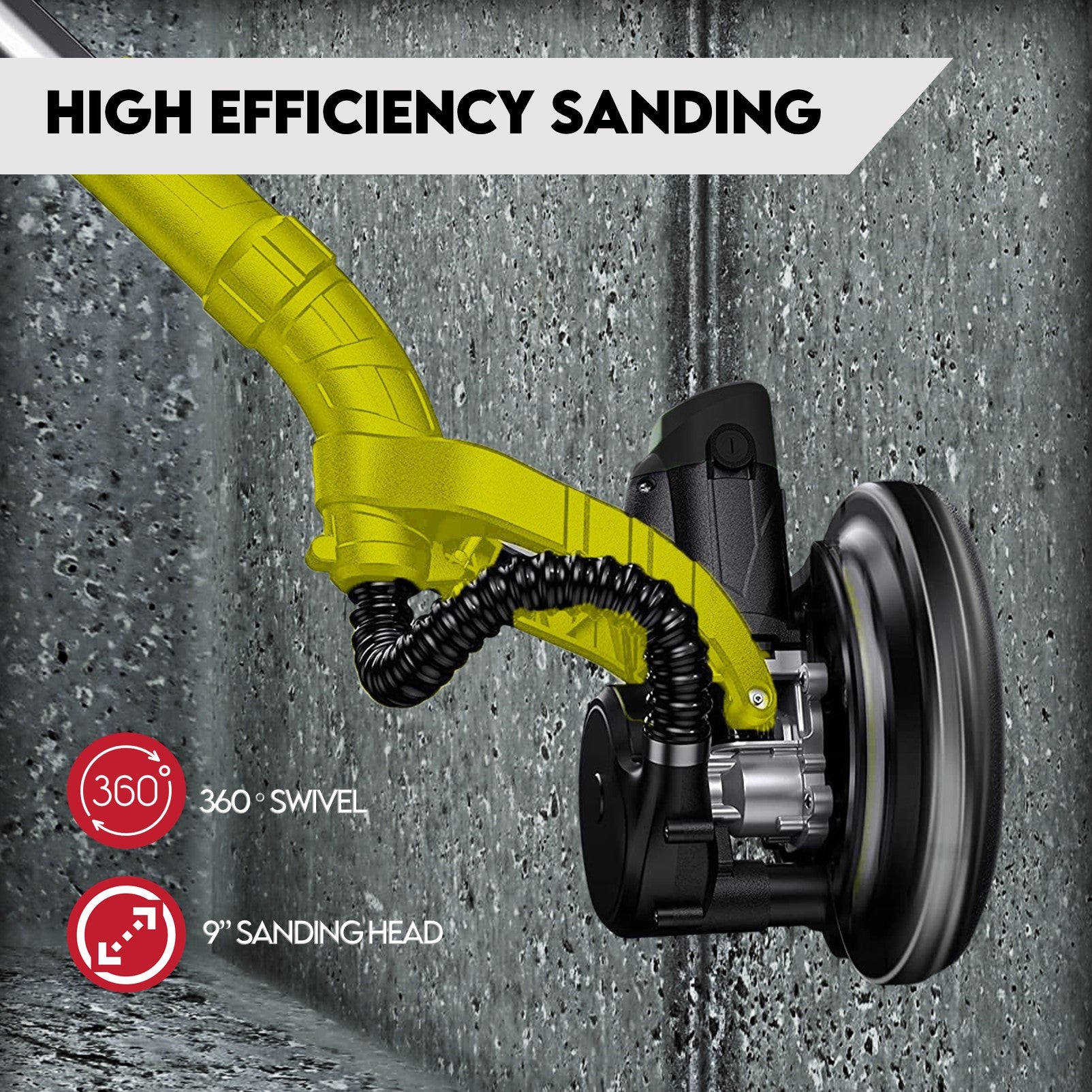 KingTech 2000W Drywall Sander Foldable 170cm Handle | Built-in LED Light | 98% Dust Absorption