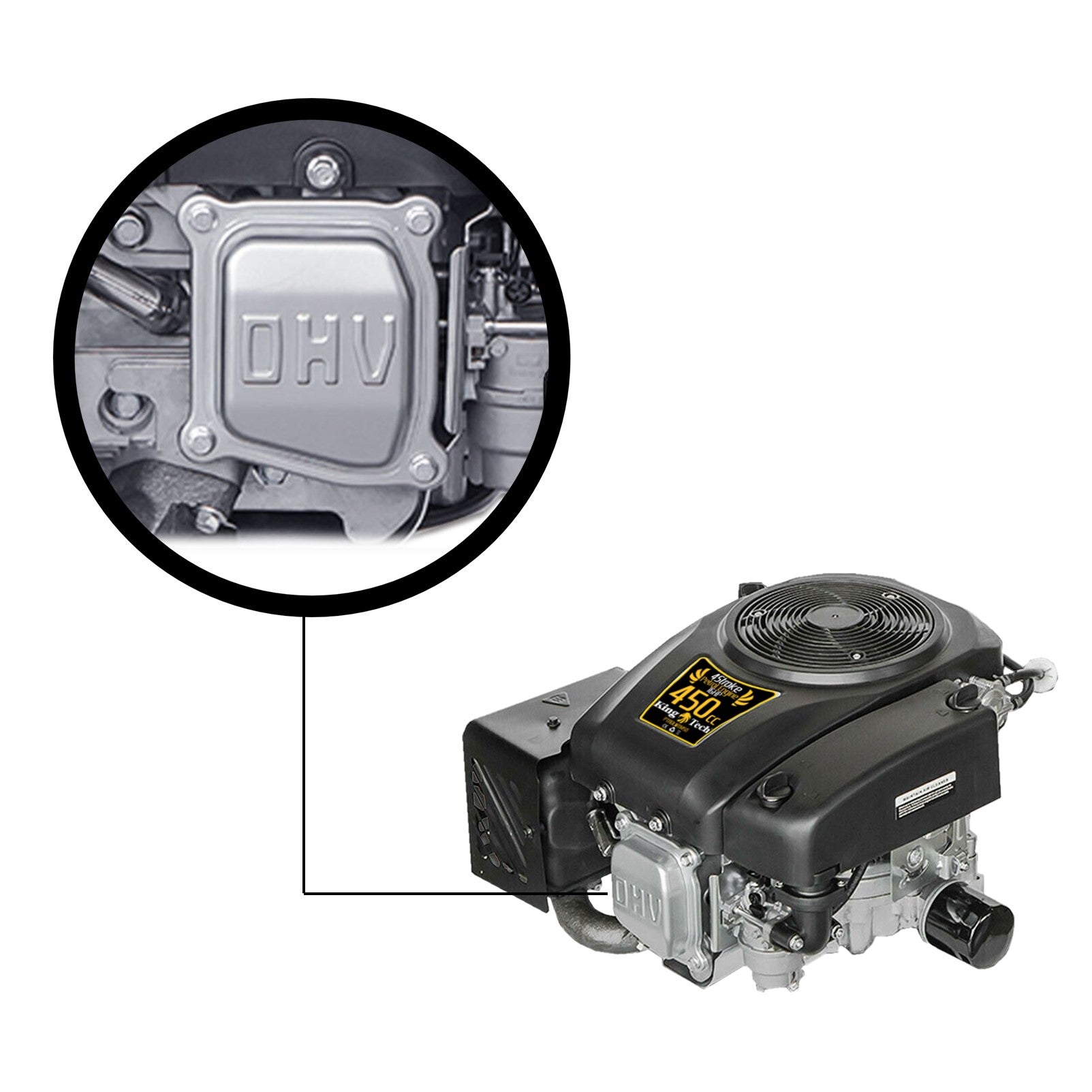 KingTech 16HP Vertical Shaft Engine | 450cc 4-Stroke OHV | Cast-Iron Bore Electric Start Motor