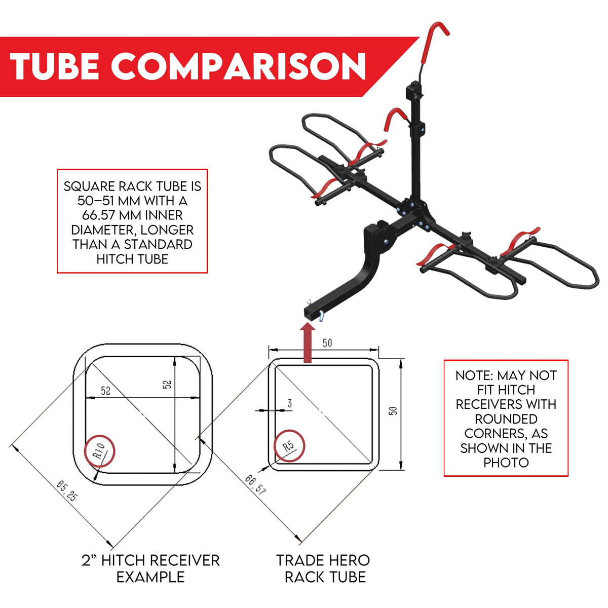 Fiernero Heavy-Duty 2 E-Bike Carrier Tilt & Foldable | 100KG Total Capacity | 50mm Towbar