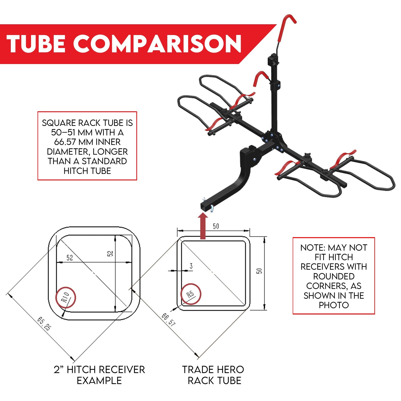 Fiernero Heavy-Duty 2 E-Bike Carrier Tilt & Foldable | 100KG Total Capacity | 50mm Towbar