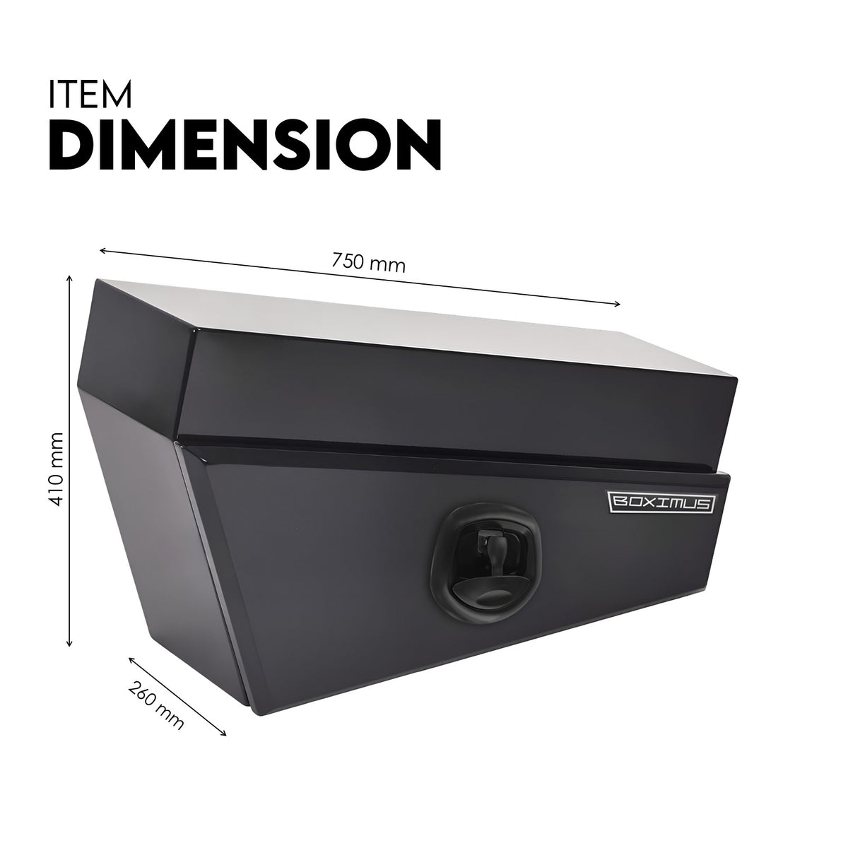 Boximus 750mm Steel Under Tray Ute Tool Box Pair | Black Toolbox Set Powder-Coated & Sealed