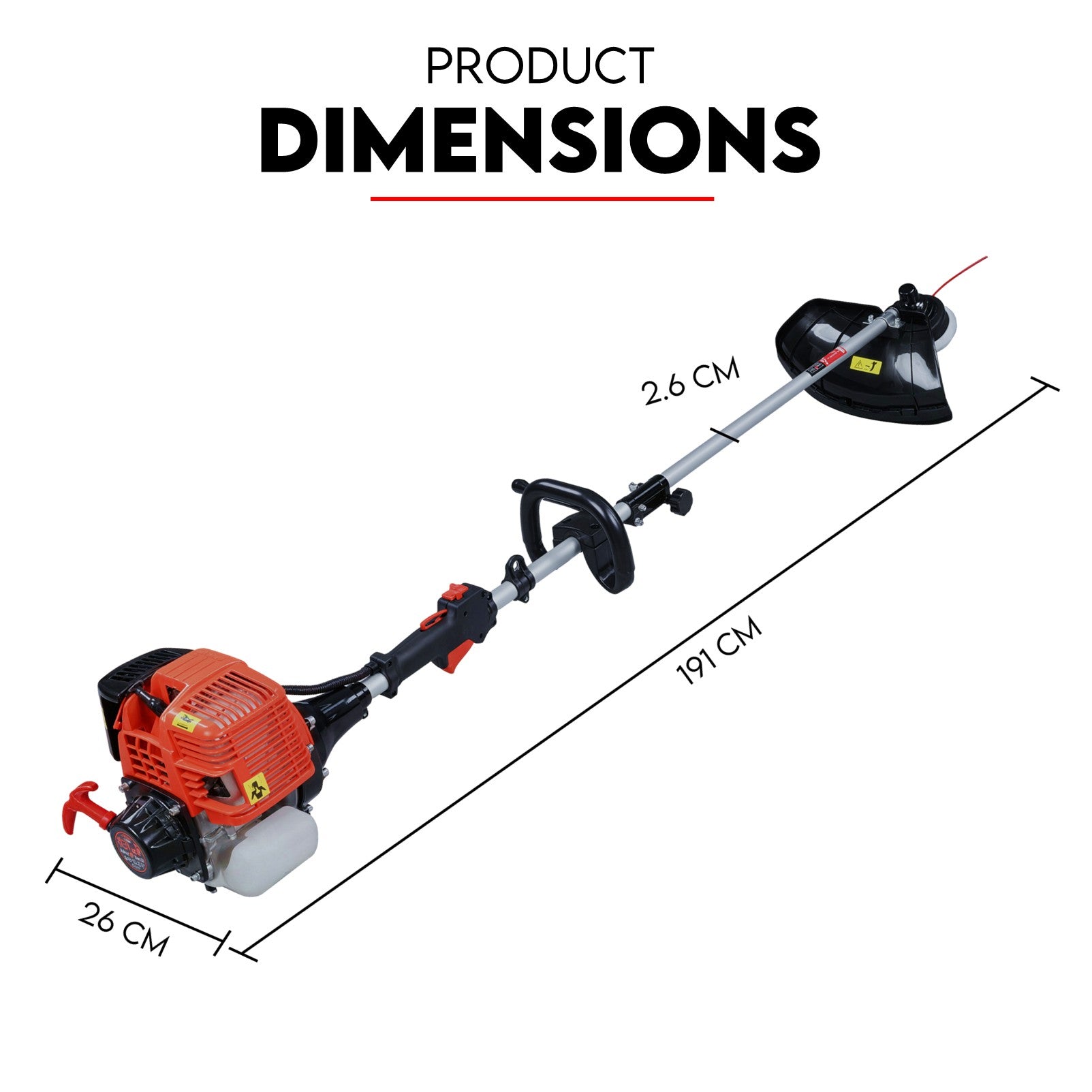 KingTech Straight  31cc 4-Stroke Shaft Whipper Snipper | Line Trimmer & Brush Cutter, No Oil Mix