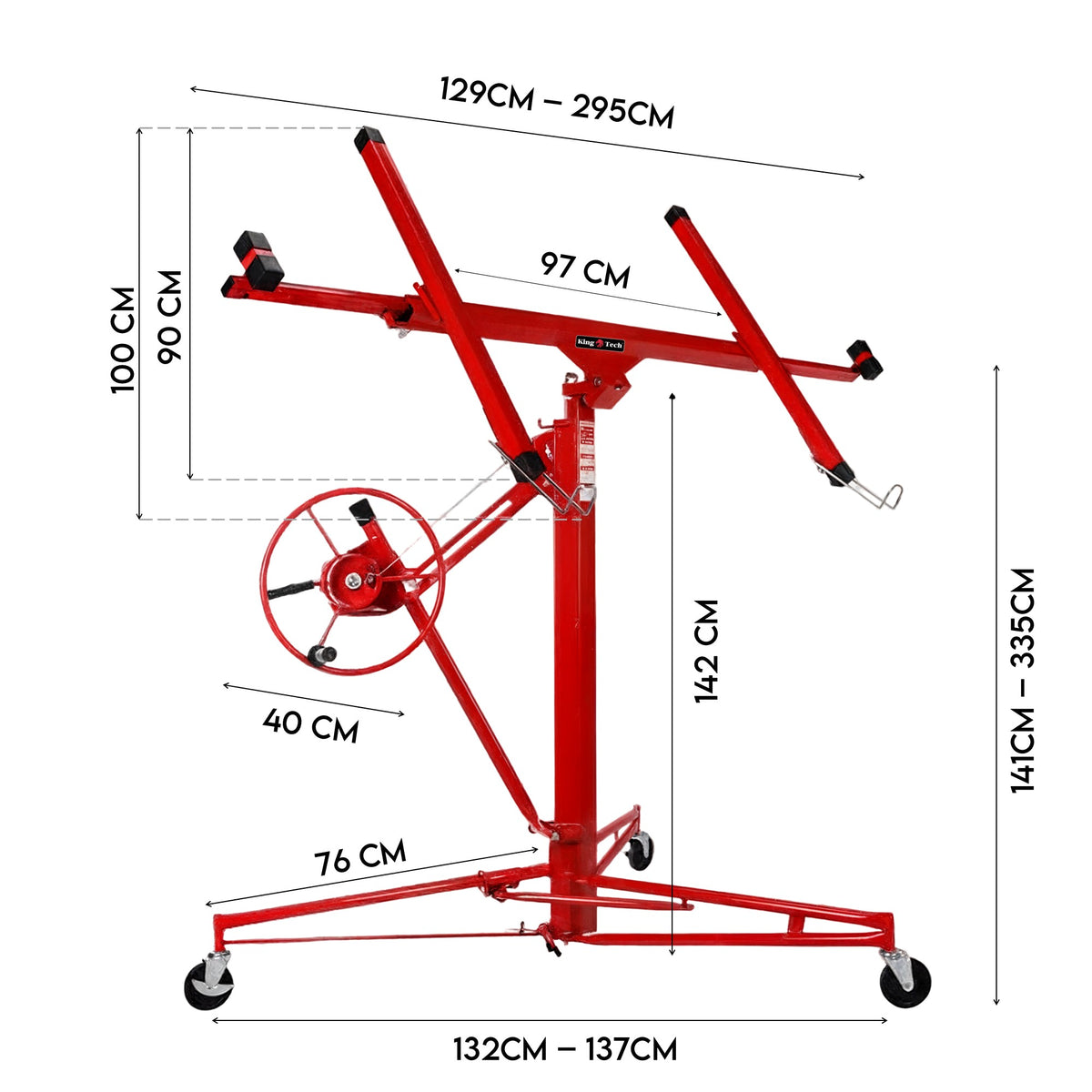 KingTech 3.3M Sheet Panel Lifter for Ceiling Plasterboard Drywall 360° Swivel 68 kg Capacity