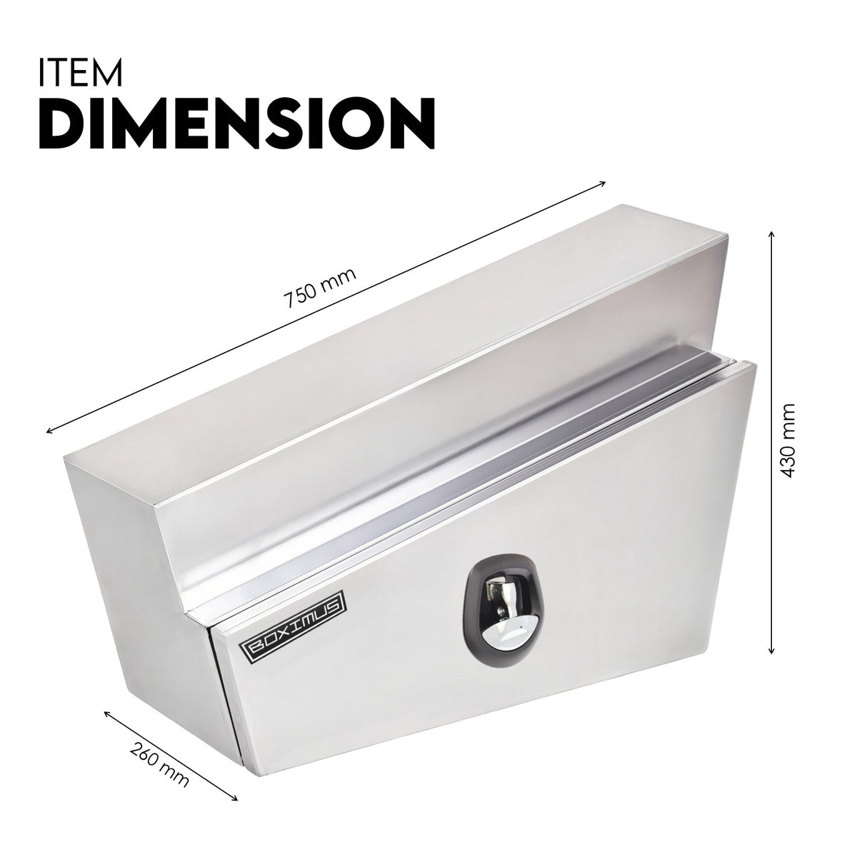 Boximus 750mm Tapered Under Tray Ute Tool Boxes | Sealed Toolbox Aluminium Pair Set