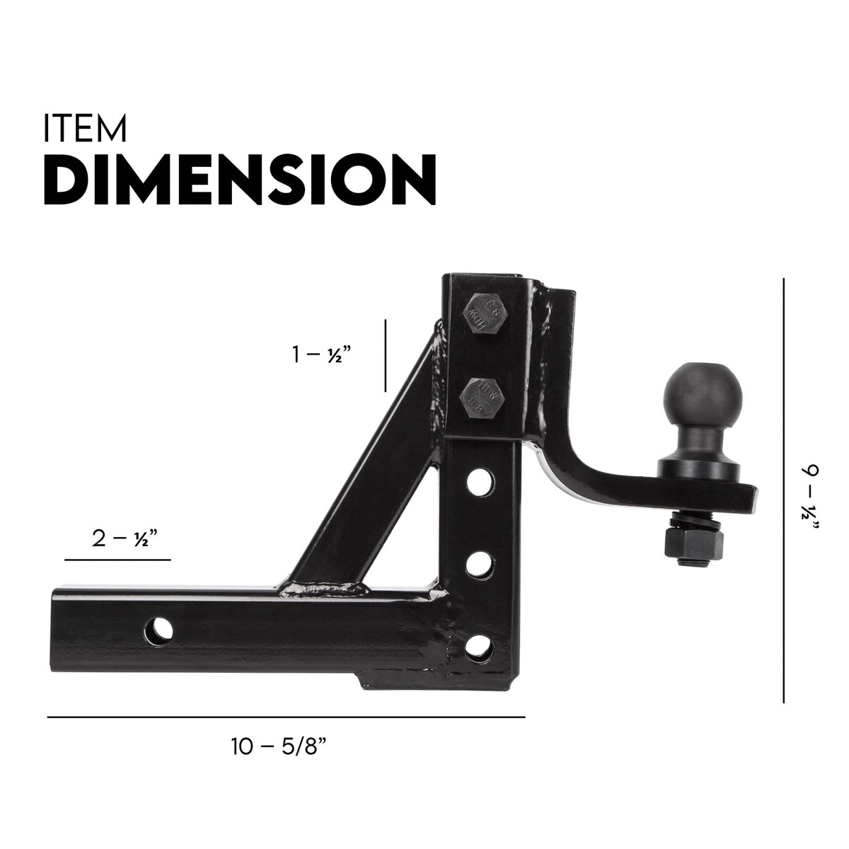 Fiernero 3500KG 16-Position Adjustable Tow Hitch Towbar for 2" Receiver w/ Pin Lock