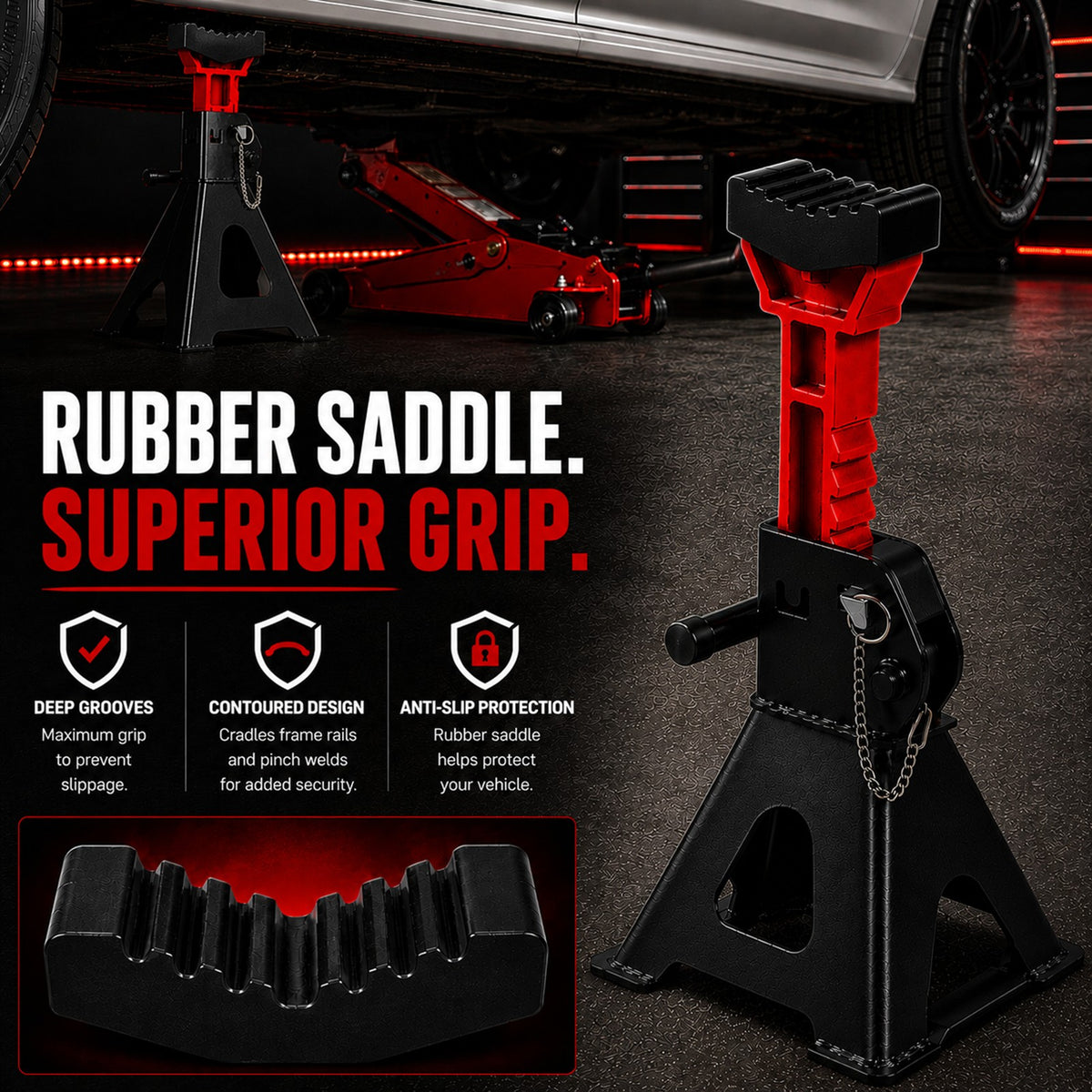 Fiernero 6 Ton Jack Stand 2x | Double Lock Adjustable Ratchet Lift