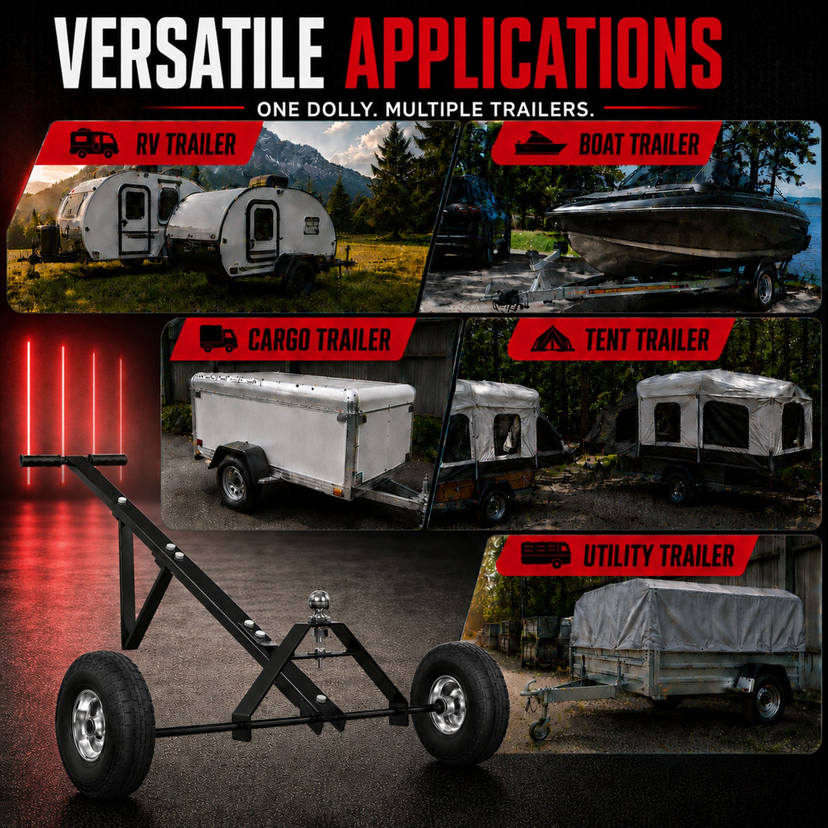 Fiernero Trailer Dolly 600lbs | Utility Camper Steel Hand Dolly Wheel