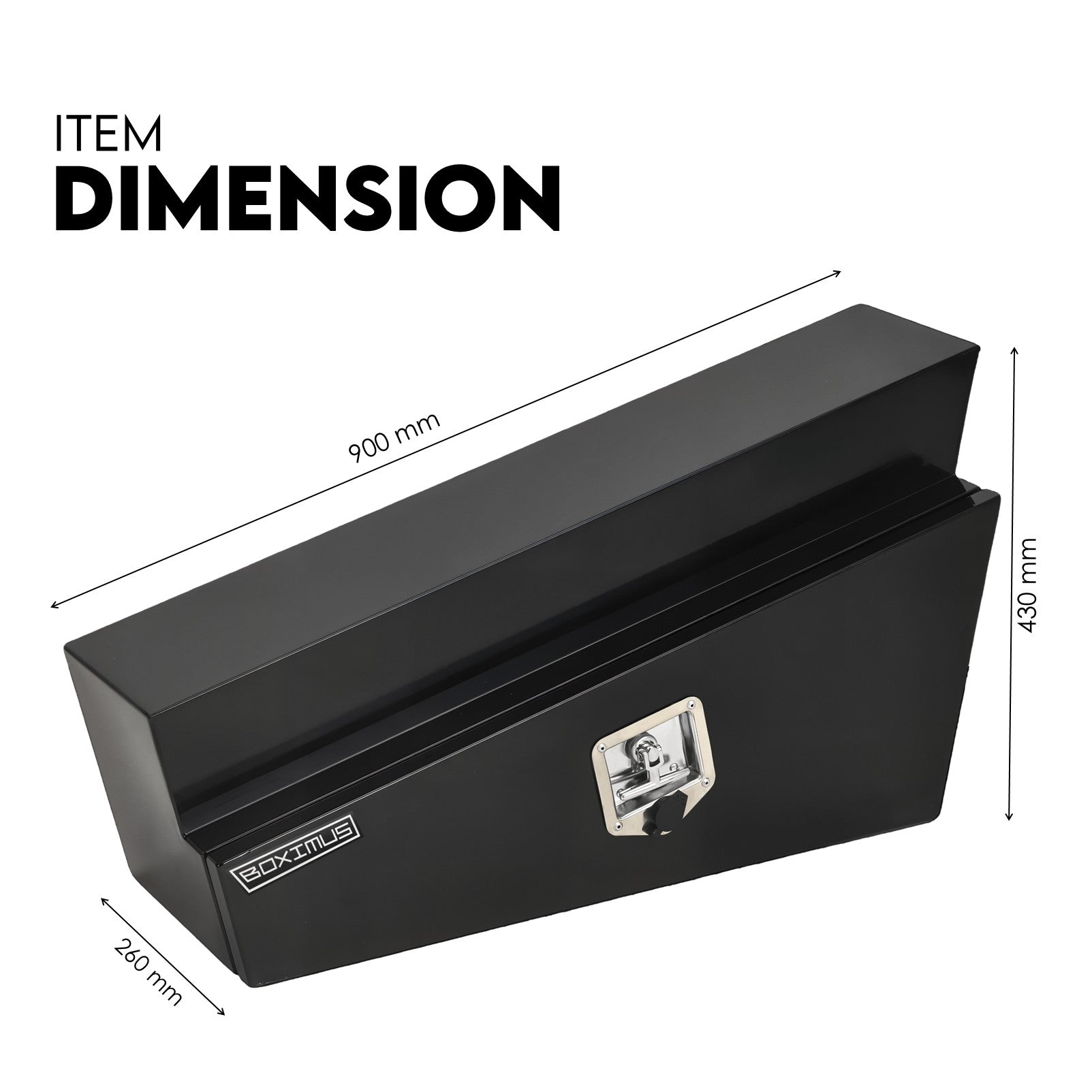 Boximus 900mm Steel Under Tray Ute Tool Box Pair | Black Powder-Coated & Sealed