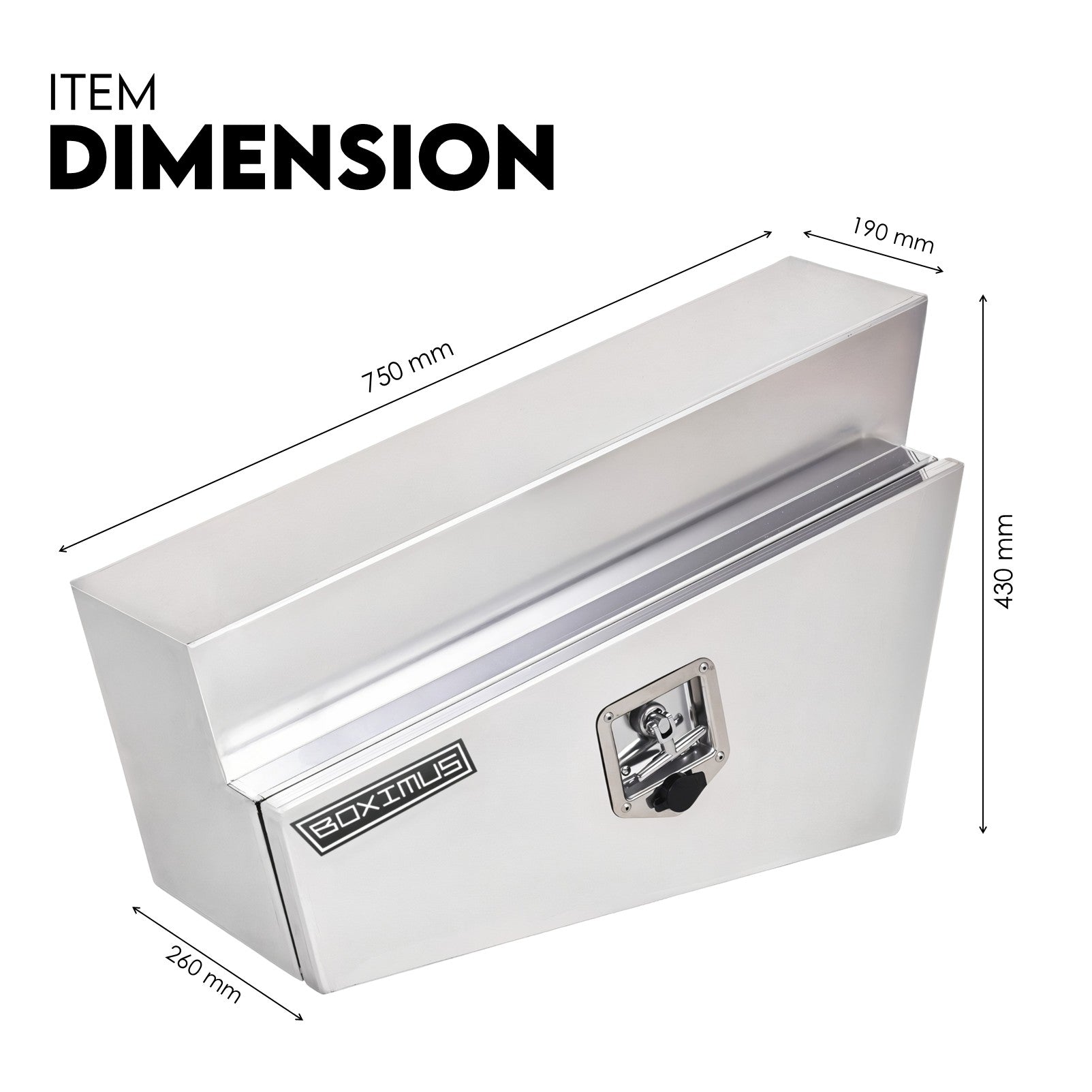Boximus 750mm Tapered Under Tray Ute Tool Boxes | Sealed Toolbox Aluminium Pair Set