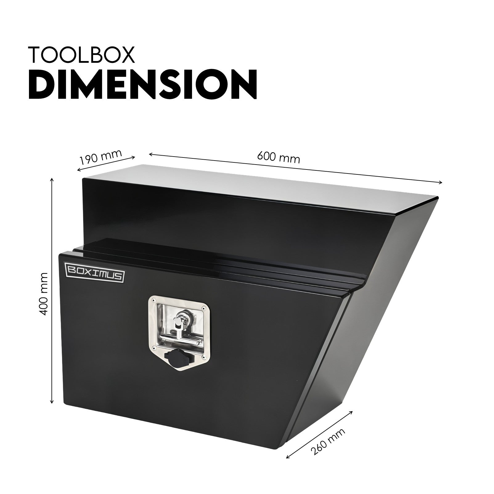 Boximus 600mm Black Aluminium Under Tray Ute Tool Boxes | 2mm Sealed Toolbox Pair Set