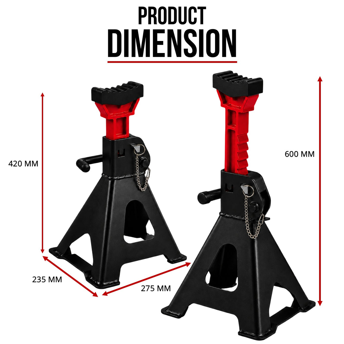Fiernero 6 Ton Jack Stand 2x | Double Lock Adjustable Ratchet Lift