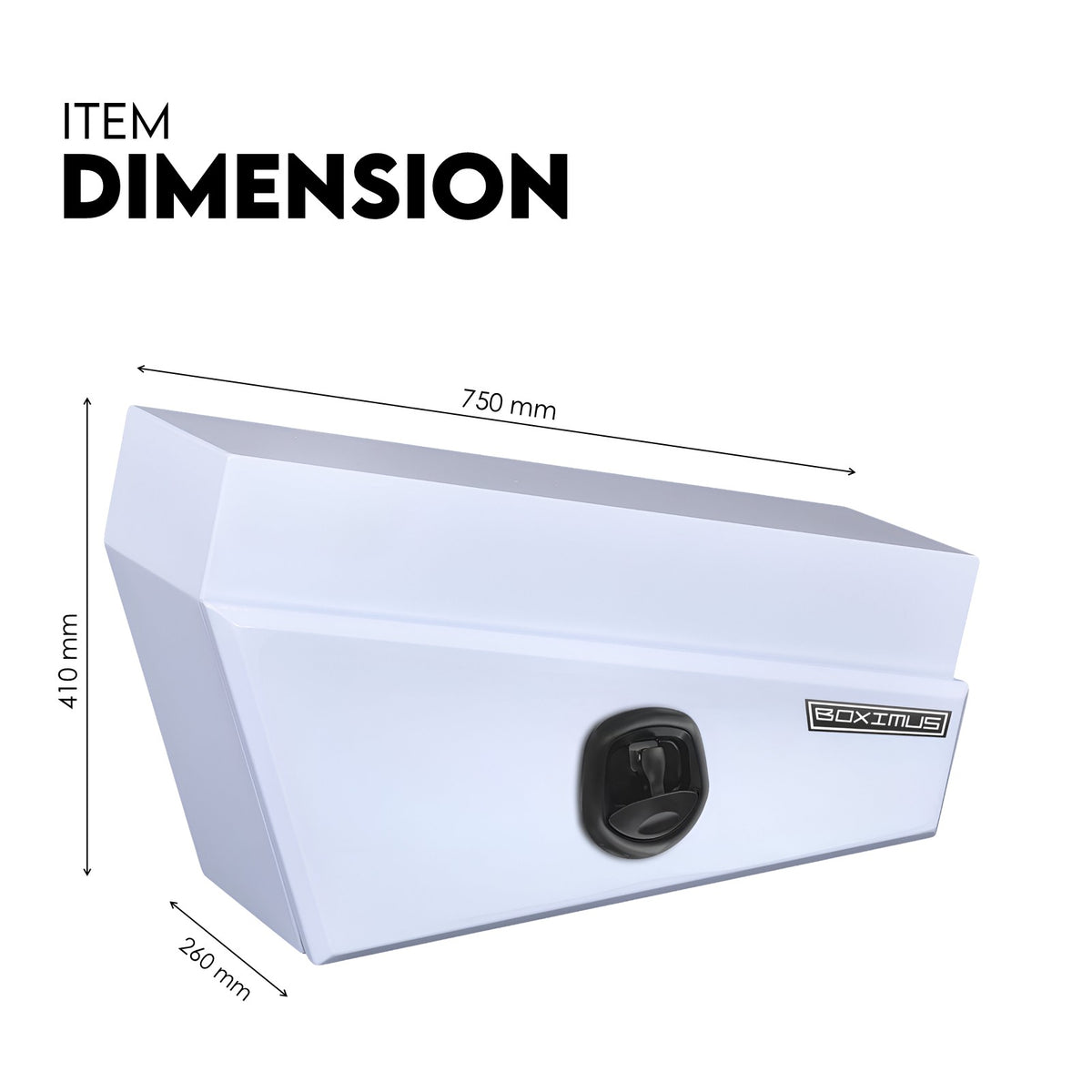Boximus 750mm Steel Under Tray Ute Tool Box Pair | White Powder-Coated & Sealed
