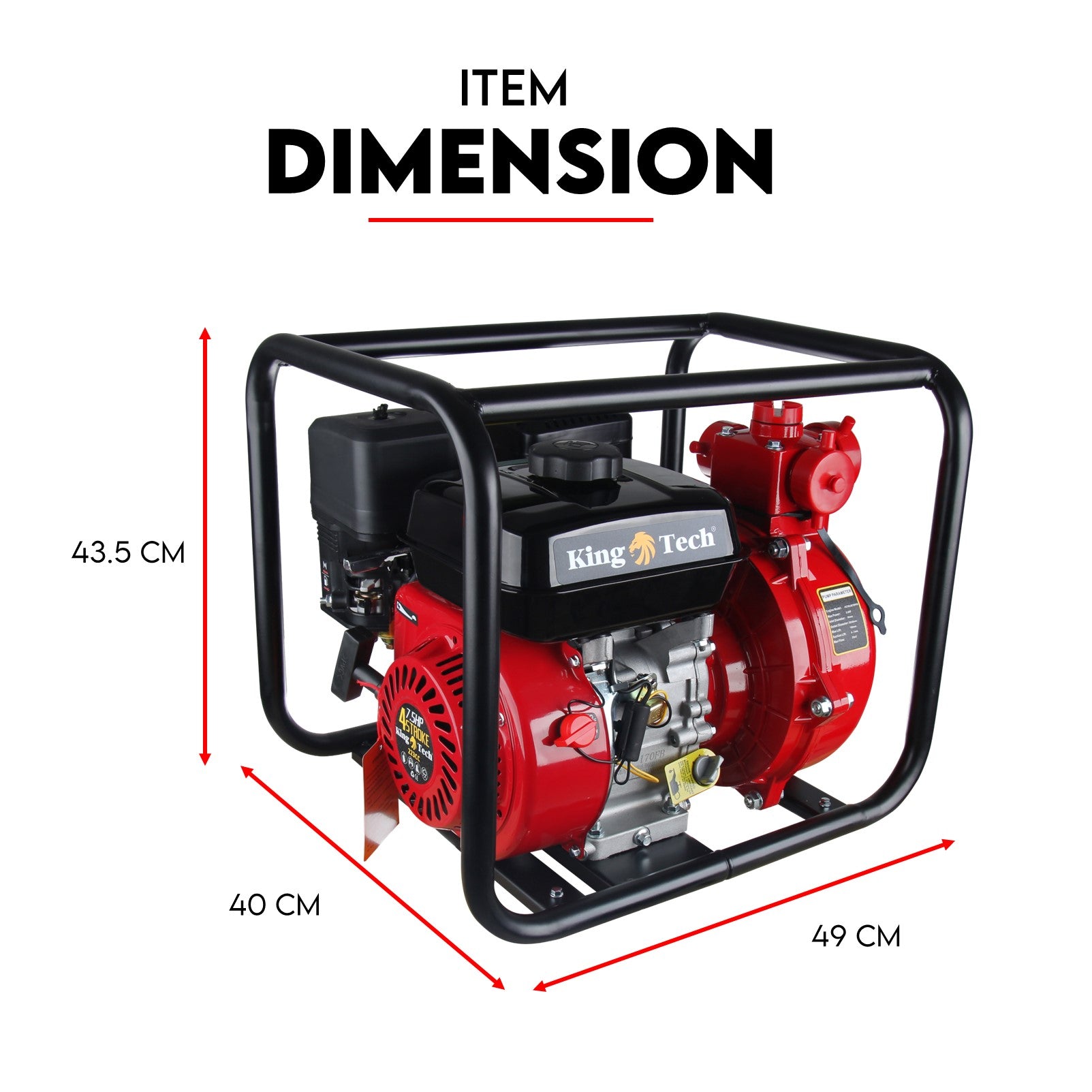 Water Pump - Portable 4-Stroke Petrol 8 HP