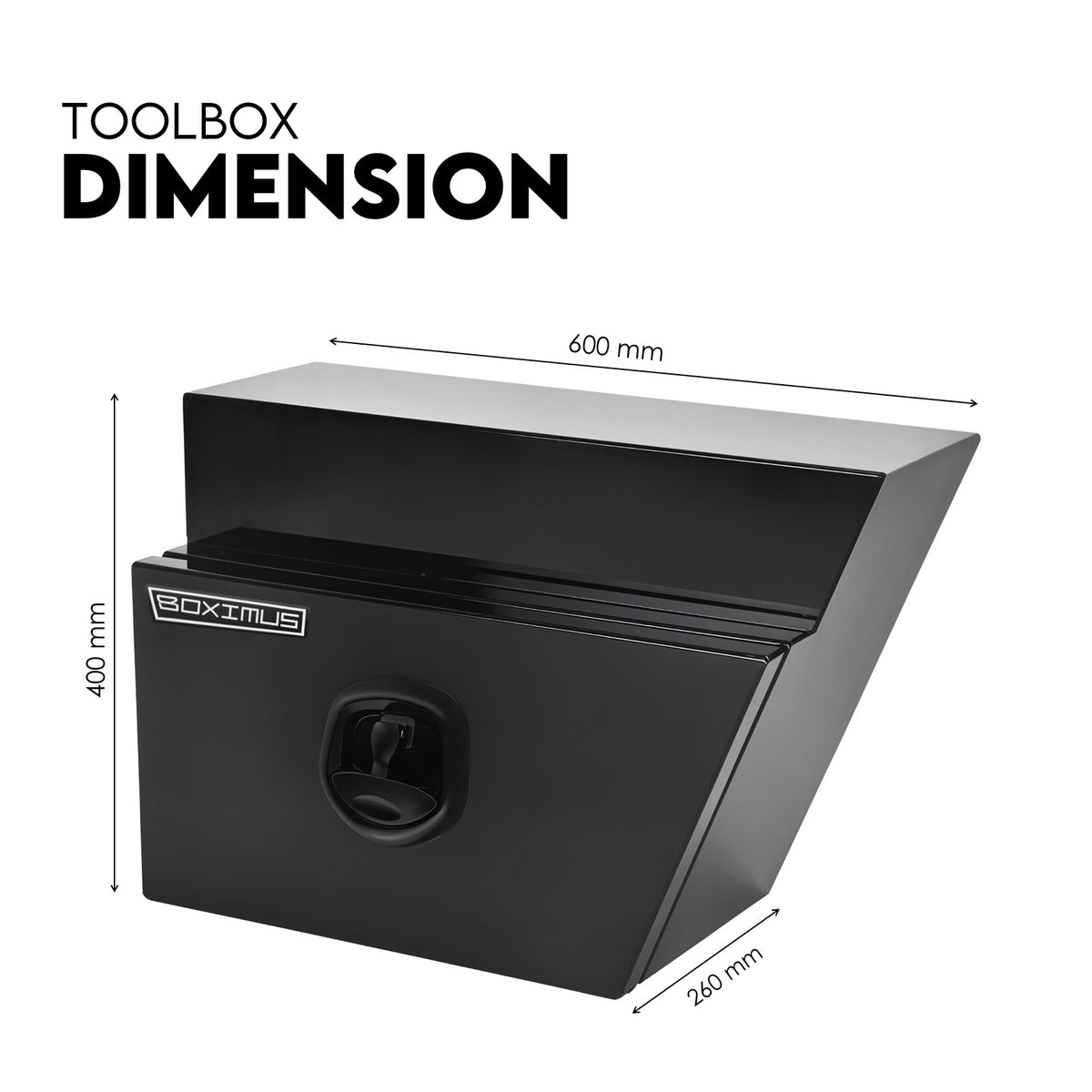 Boximus 600mm Black Aluminium Under Tray Ute Tool Boxes | 2mm Sealed Toolbox Pair Set