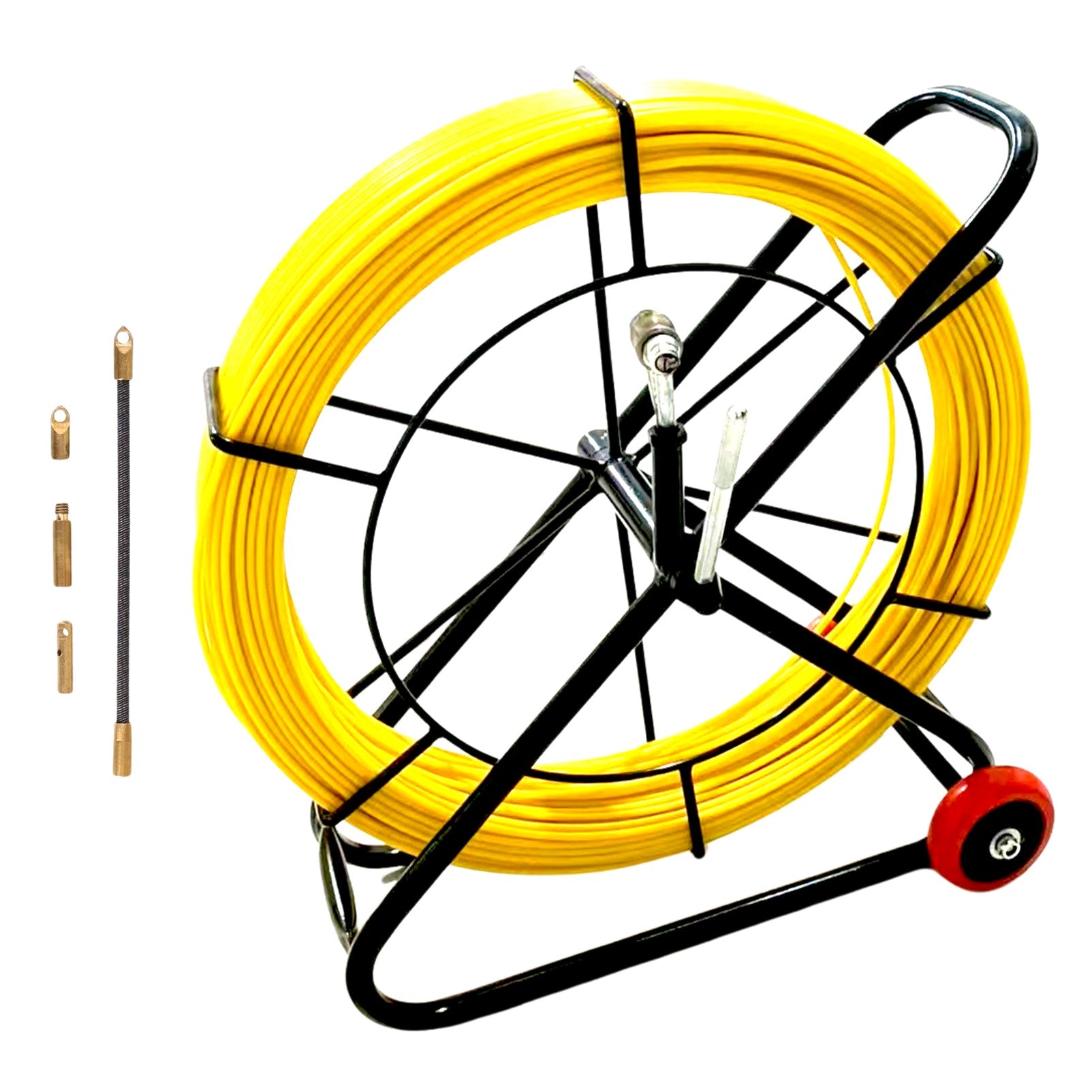 85m x 4.5mm Fibreglass Duct Rodder Cable with Wheeled Steel Frame