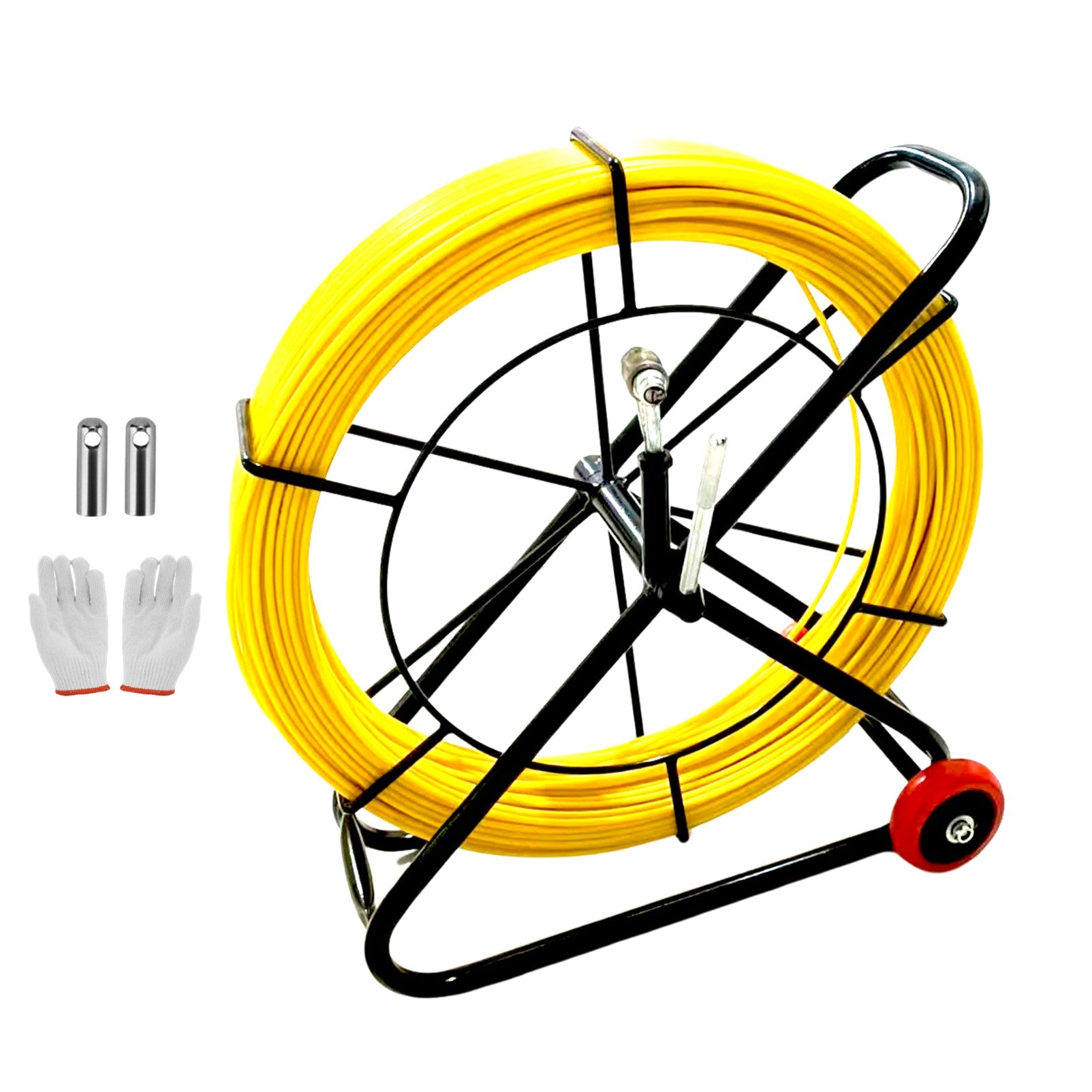 Cable Rodder Duct with Wheeled Plastic Spray Iron Frame Fibreglass 150m x 8mm