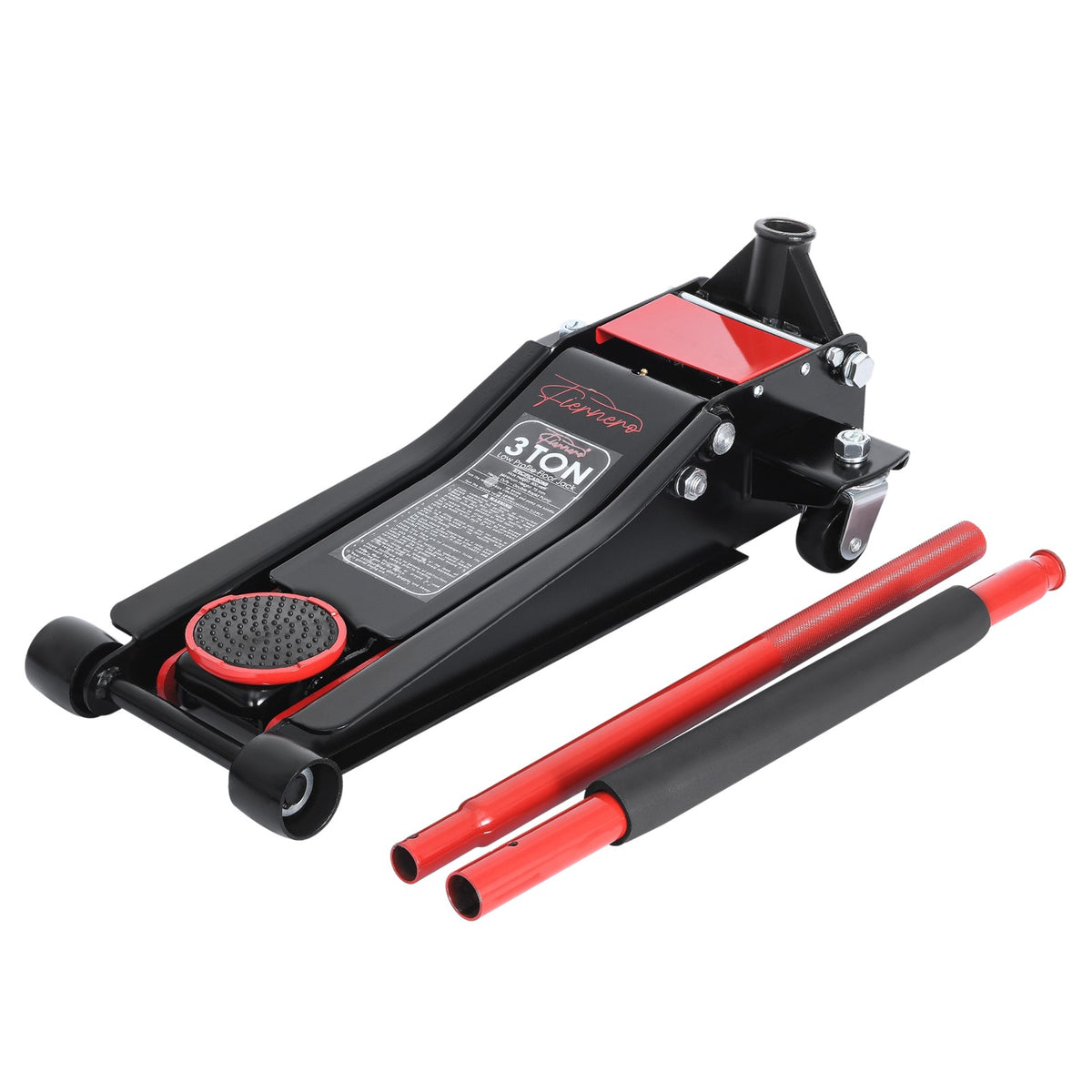 Fiernero 3 Ton Hydraulic Super Low Profile Trolley Car Floor Jack w/ Dual Quick-Lift Pump