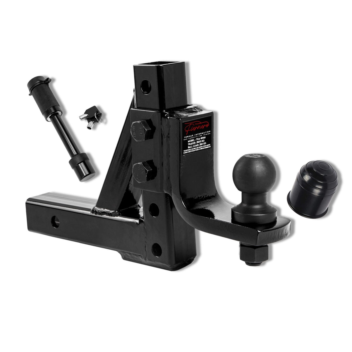 Fiernero 3500KG 16-Position Adjustable Tow Hitch Towbar for 2" Receiver w/ Pin Lock