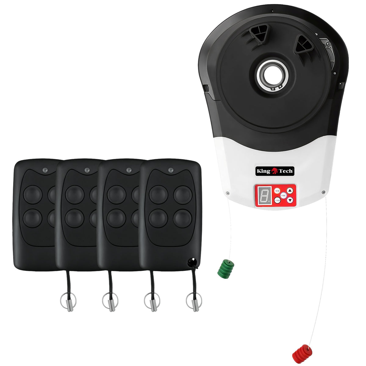 KingTech 1200N Roller Garage Door Opener Motor | Auto Safety Reverse & LED Light w Remotes