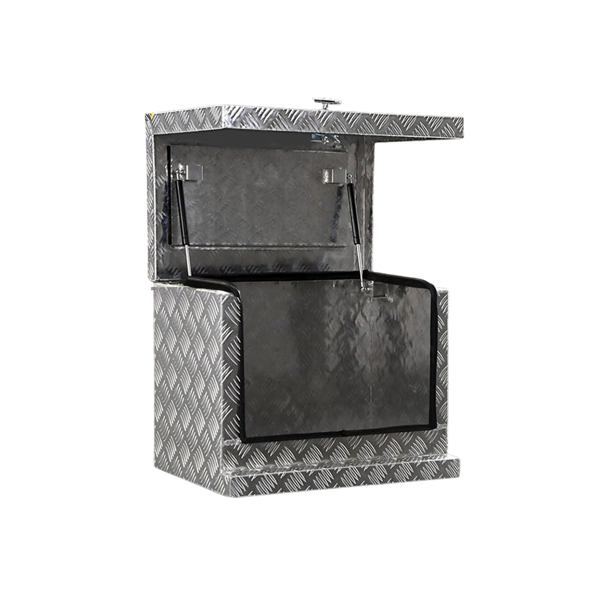 Chrome 2.5mm Aluminium Checker Plate Toolbox for Ute & Trailer Storage | Gas Struts & T-Lock