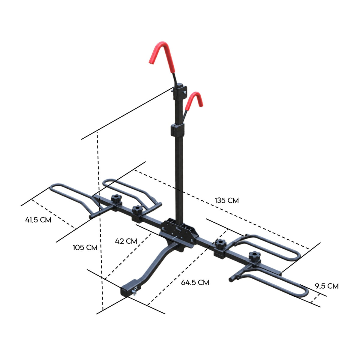 Fiernero 45KG E-Bike Rack with Folding Design | 2-Inch Hitch Fits 20-29" Wheels & Fat Tires