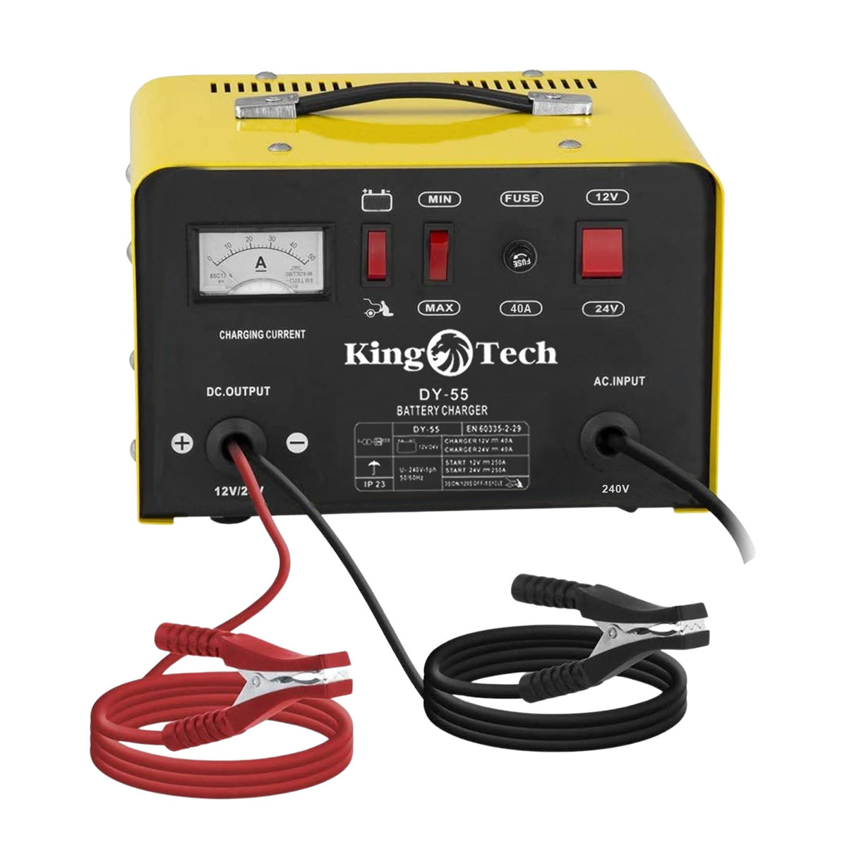 KingTech Heavy-Duty 12V/24V Battery Charger & Jump Starter | 2-in-1 Car Battery Charger (DY55)