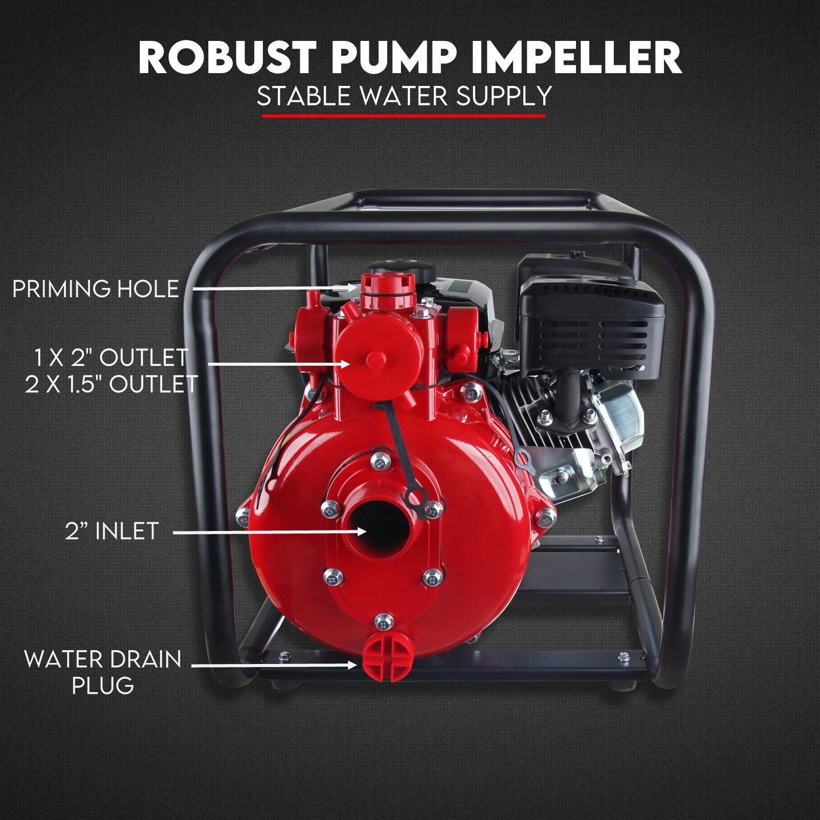 Water Pump - Portable 4-Stroke Petrol 8 HP