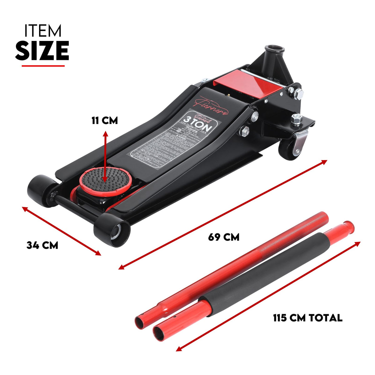 Fiernero 3 Ton Hydraulic Super Low Profile Trolley Car Floor Jack w/ Dual Quick-Lift Pump